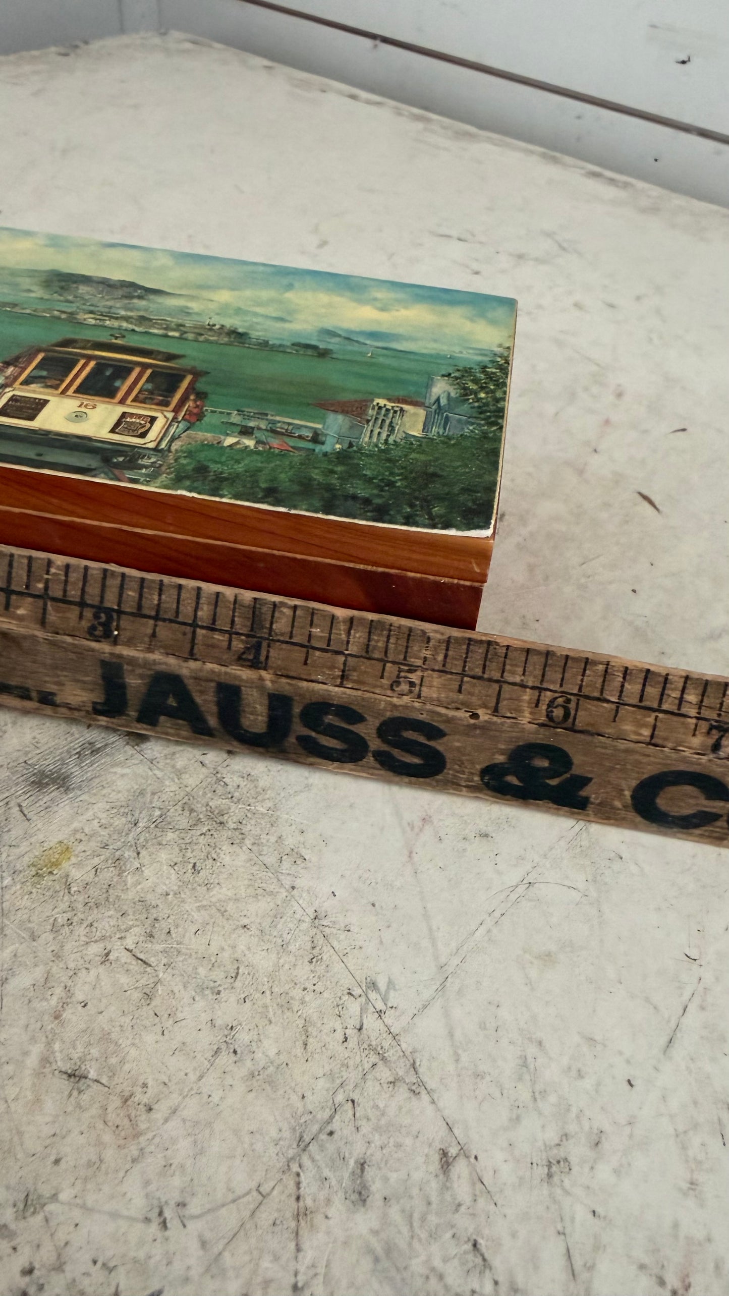 wooden jewelry box 5.75 in, San Francisco, BRUNET