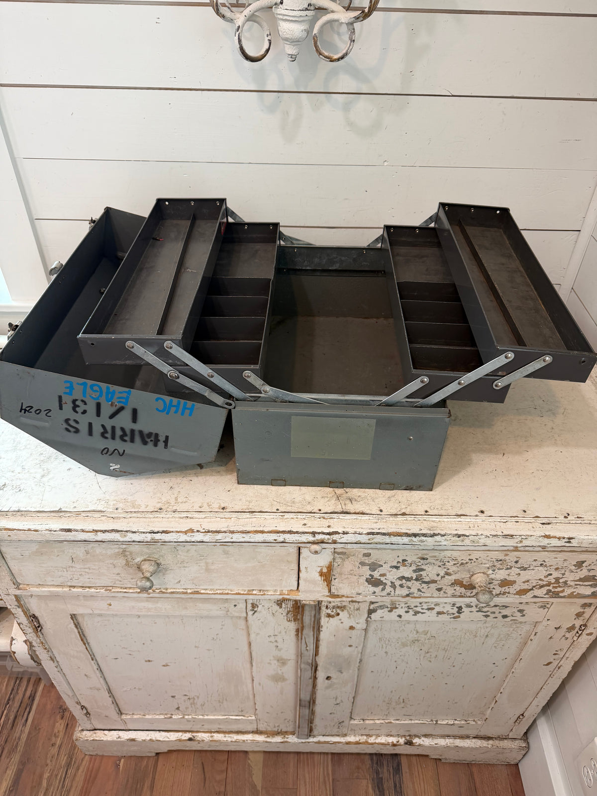 Military Carry Tool Box Metal Cantilever Vintage Heavy Duty