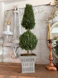 Faux Cedar topiary hand painted base 25” lights up