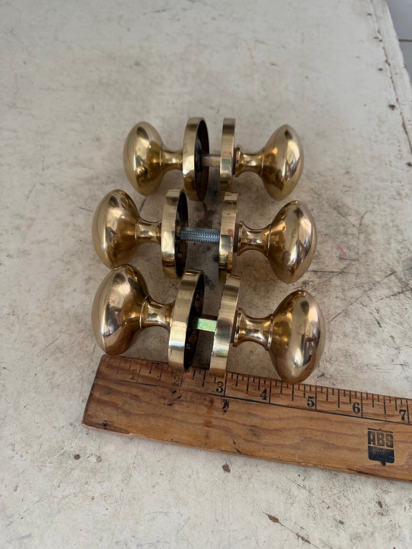 Edwardian Style Brass Bun door Knobs stationary - each set Sold Individually