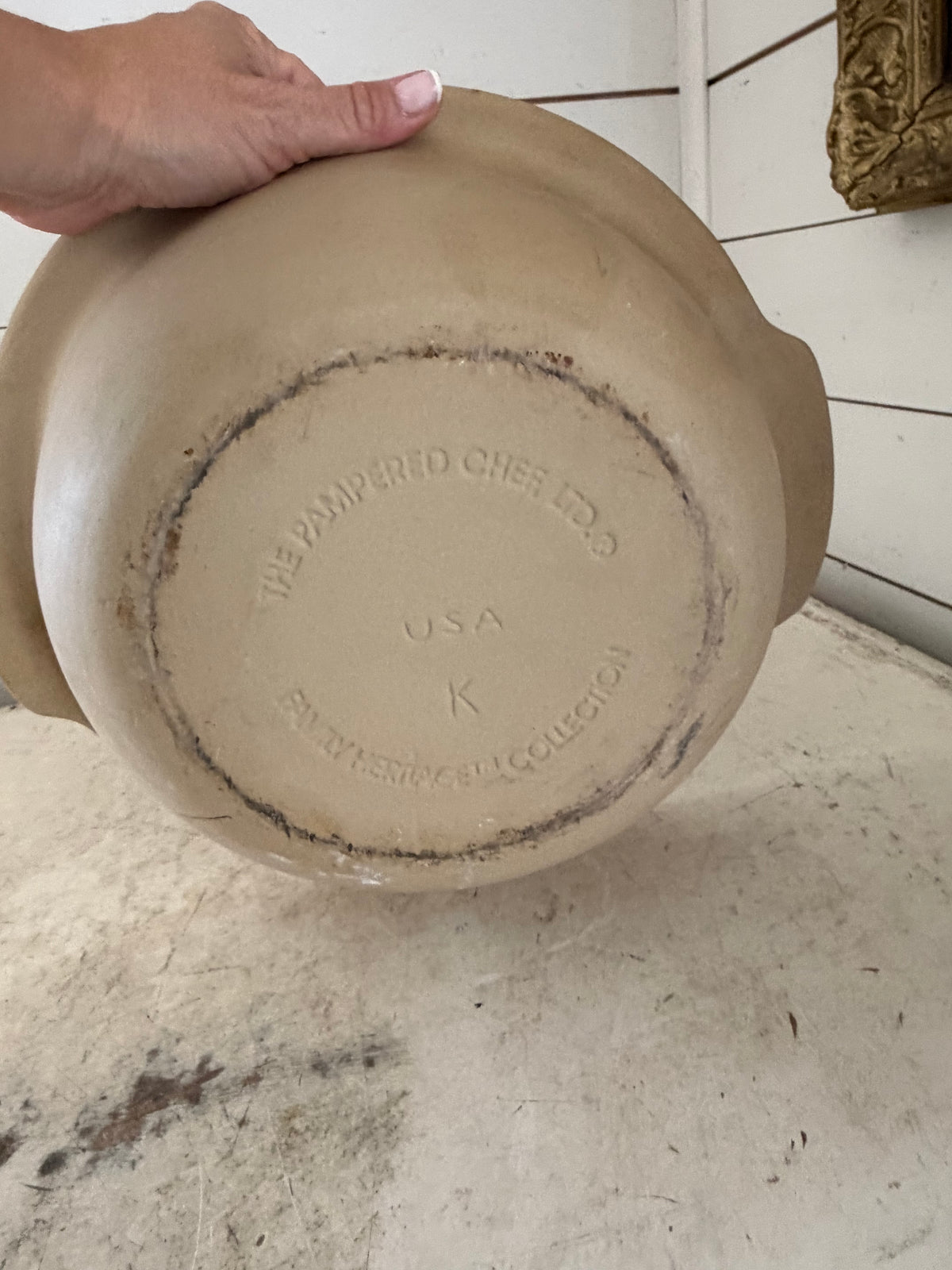 Pampered Chef Stoneware 12.5" Large Baking Bowl Dish Family Heritage Collection