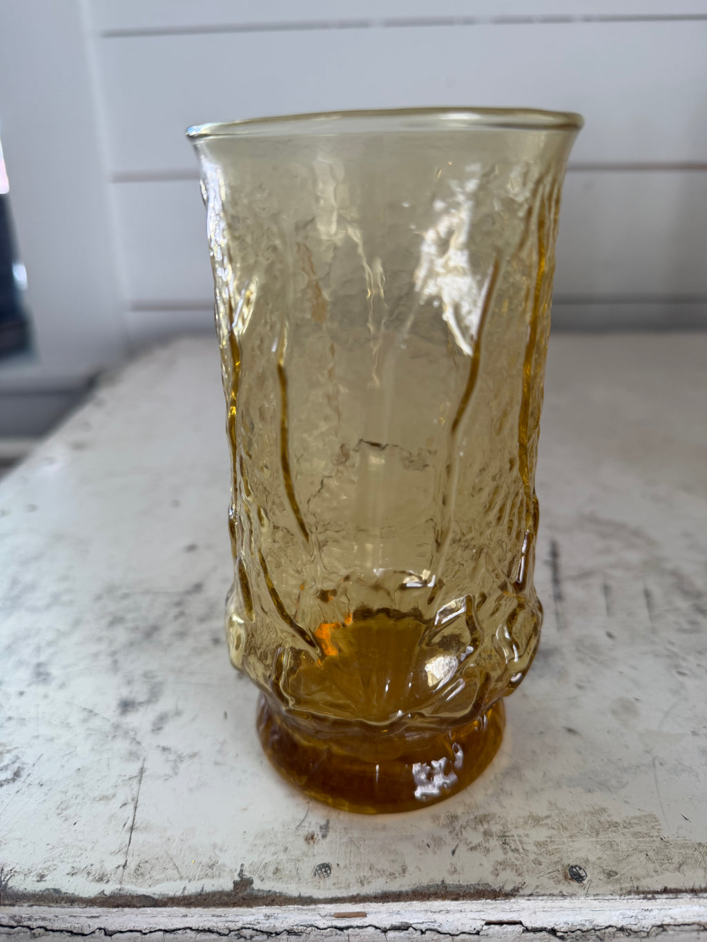 Anchor Hocking Amber Rain Flower Drinking Glasses Tumblers
