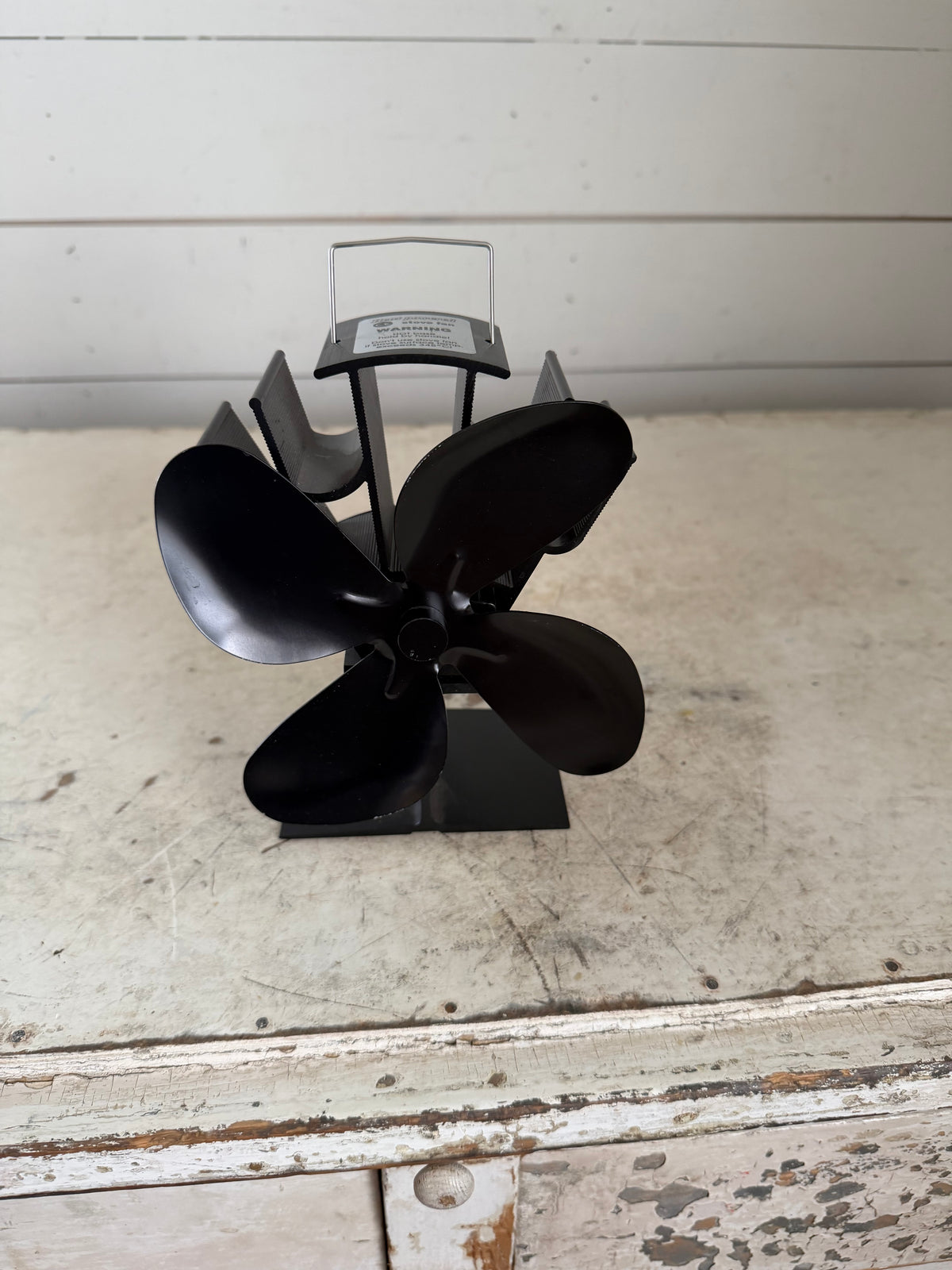 4-blade heat-powered wood stove fan