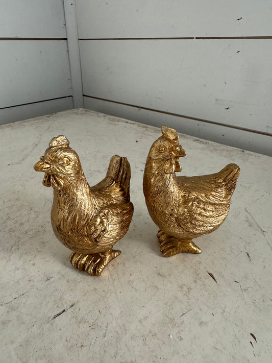 Set of small gold chickens