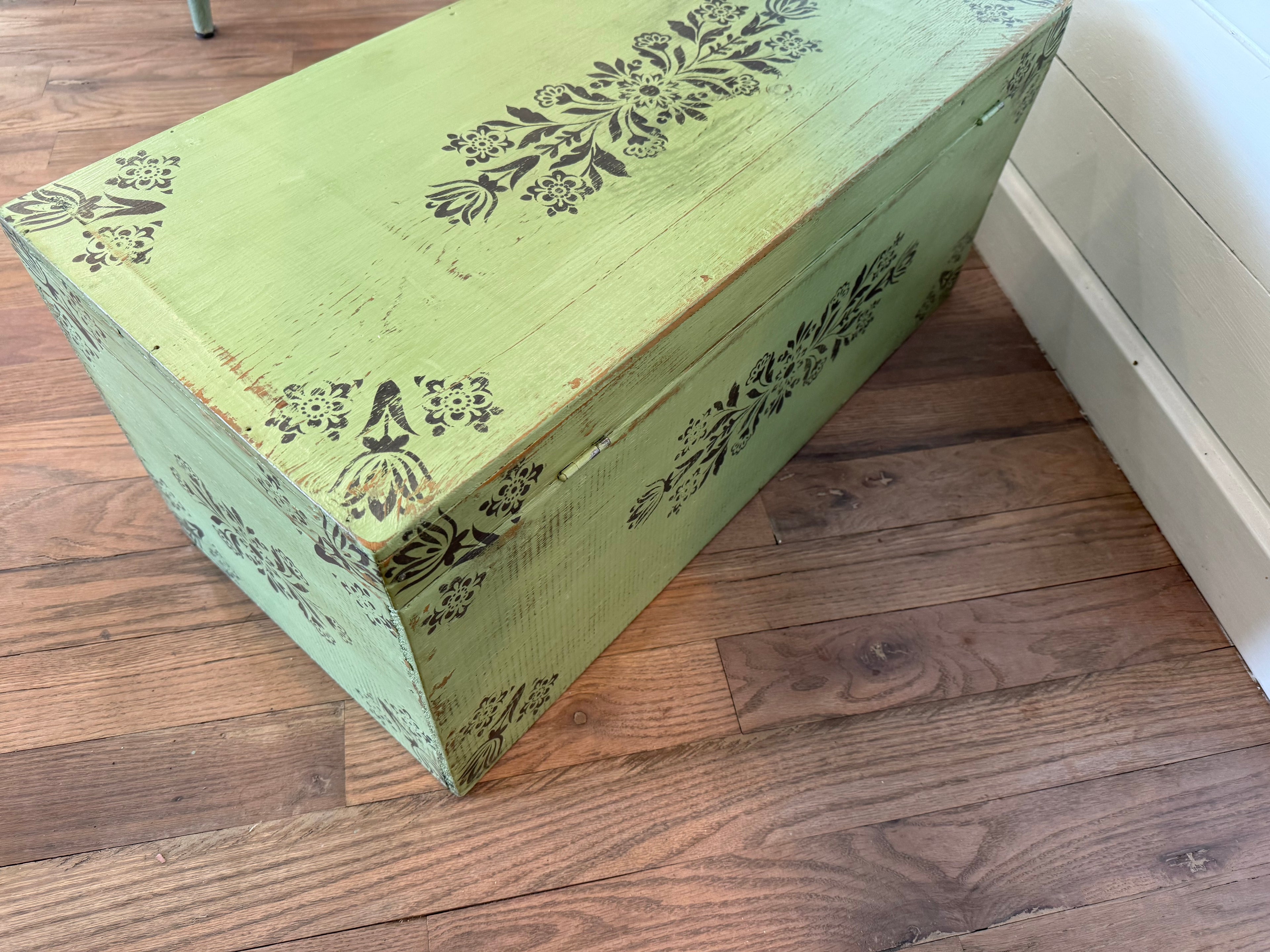 Hand Painted Antique Chest - 30x13.5x13.5