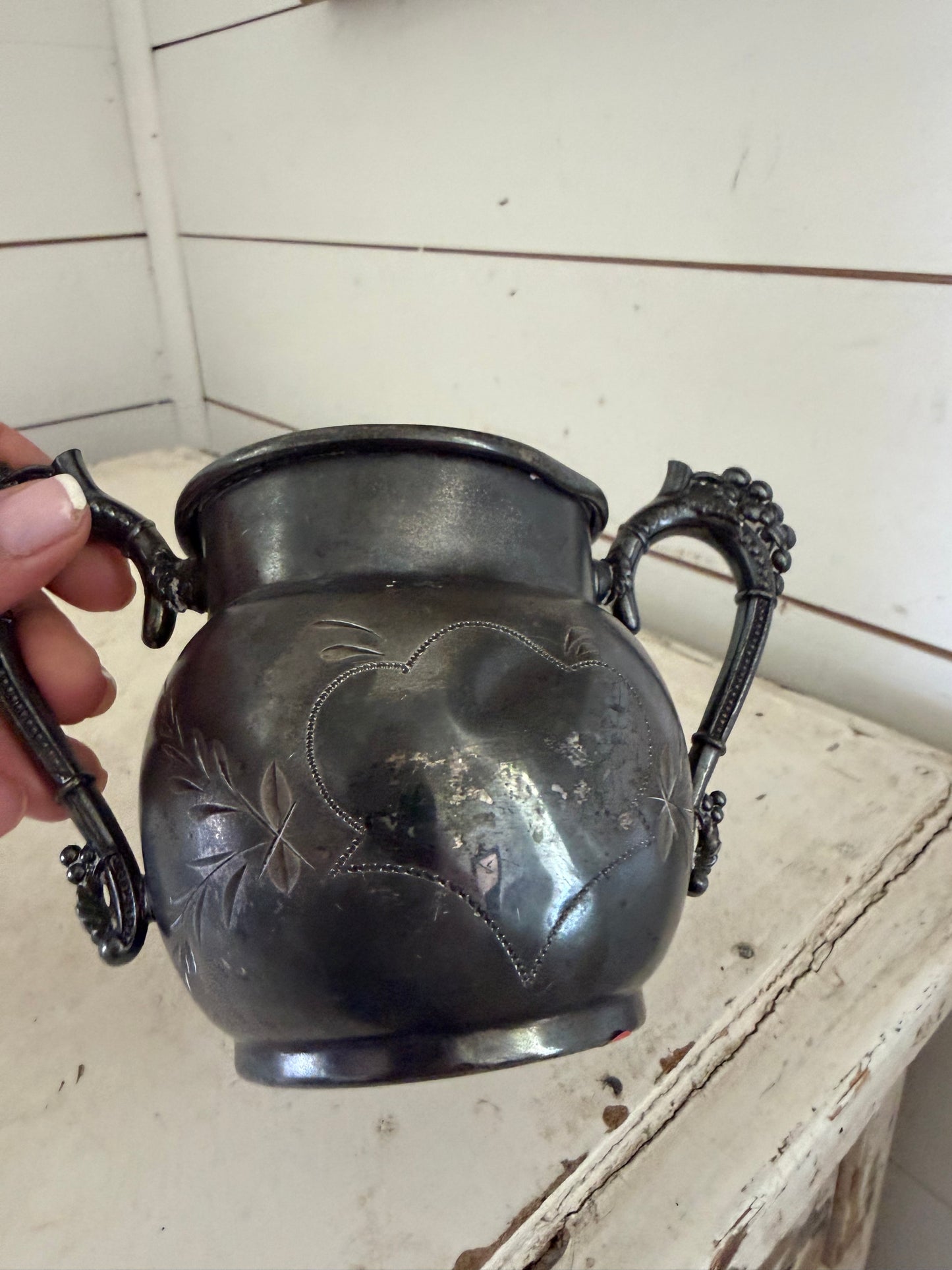 Antique sugar bowl Victorian Triple silver-plated