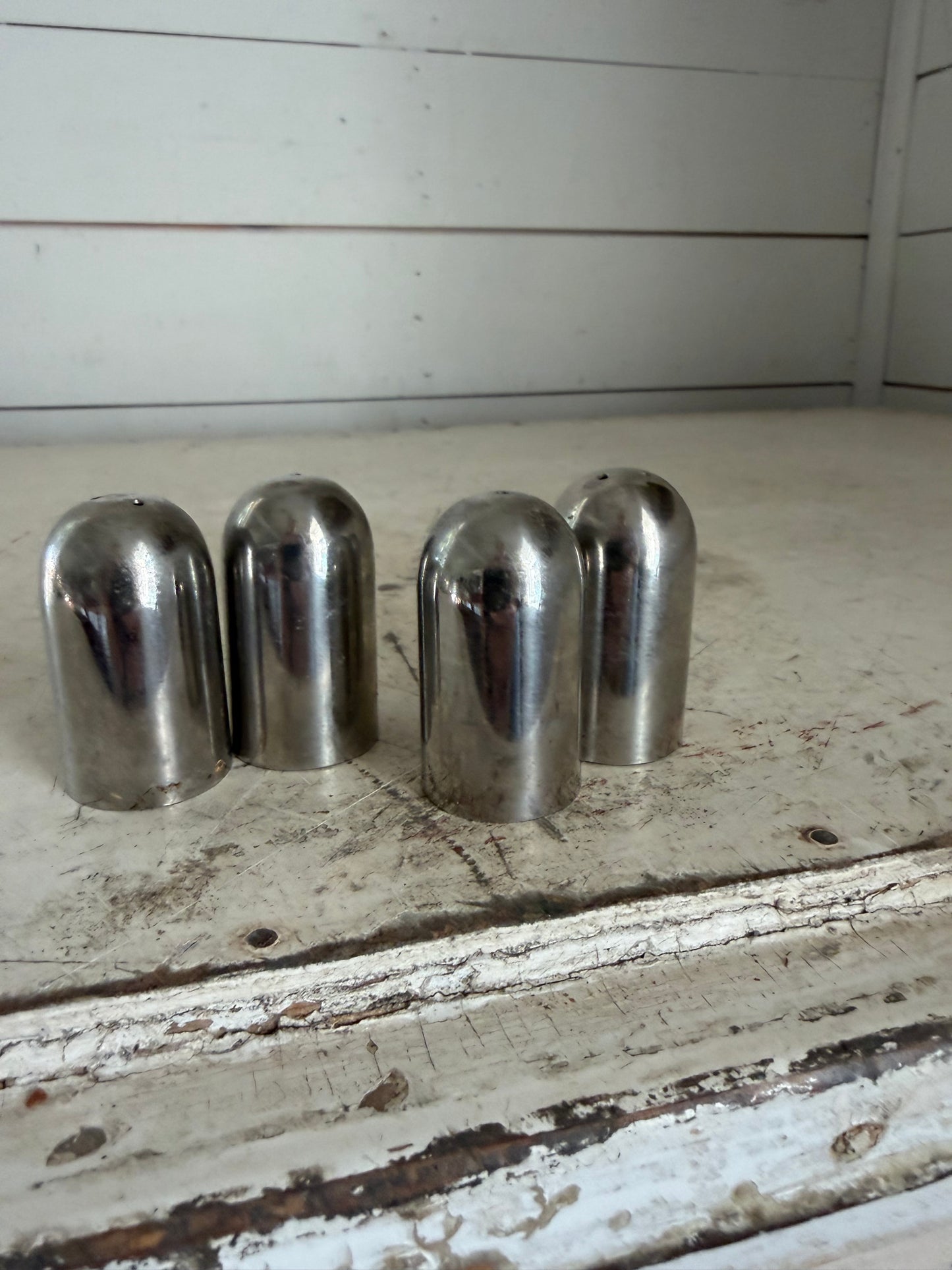 MCM Style Silver Chrome Dome Bullet-shape Salt & Pepper Set - each set sold separately
