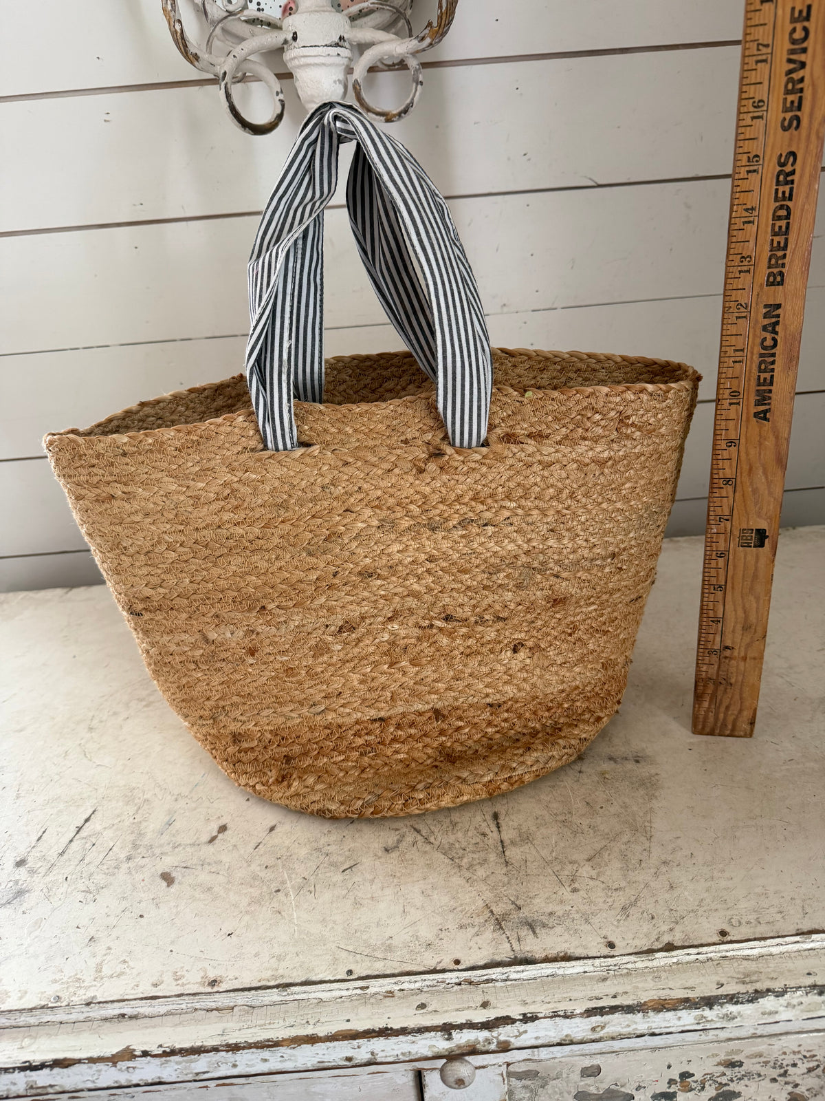 French style market bag with fabric handles