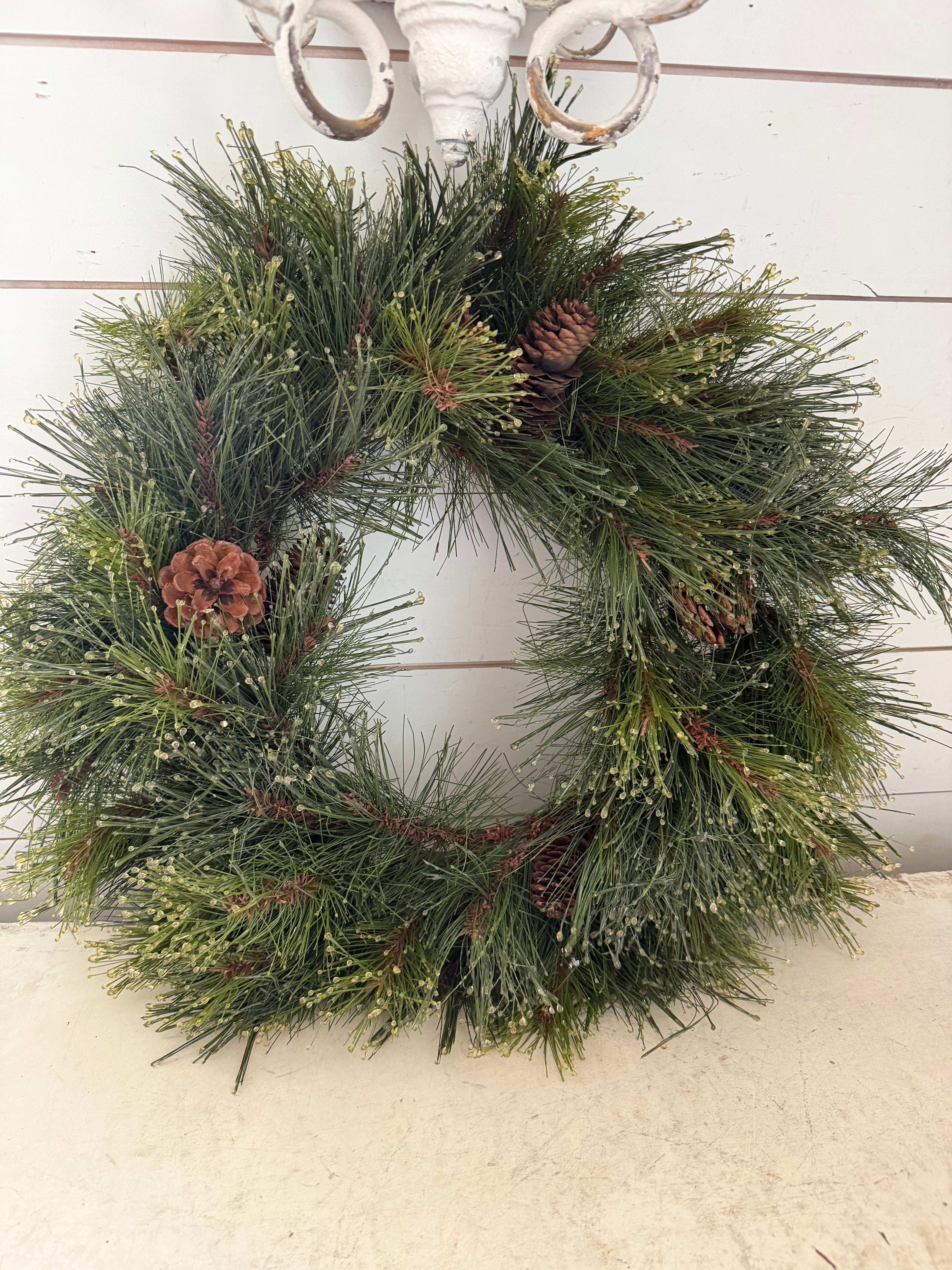 Christmas wreath with pinecones