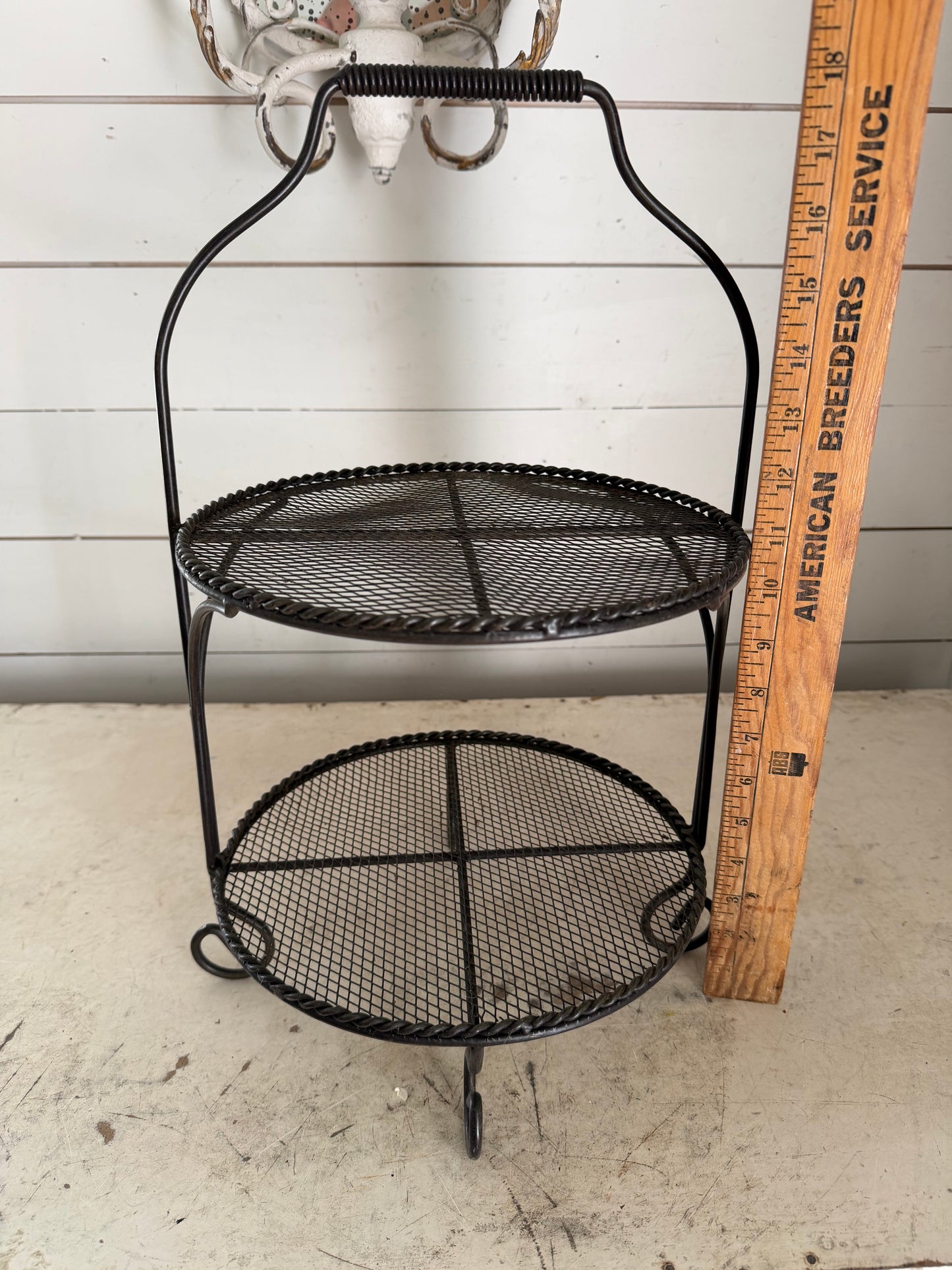 Black Wrought Iron Two Tiered Tray