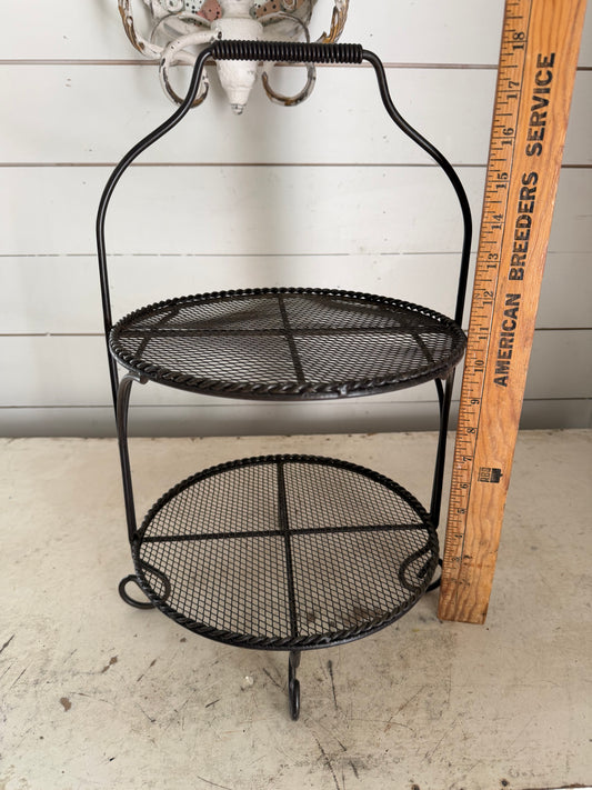 Black Wrought Iron Two Tiered Tray