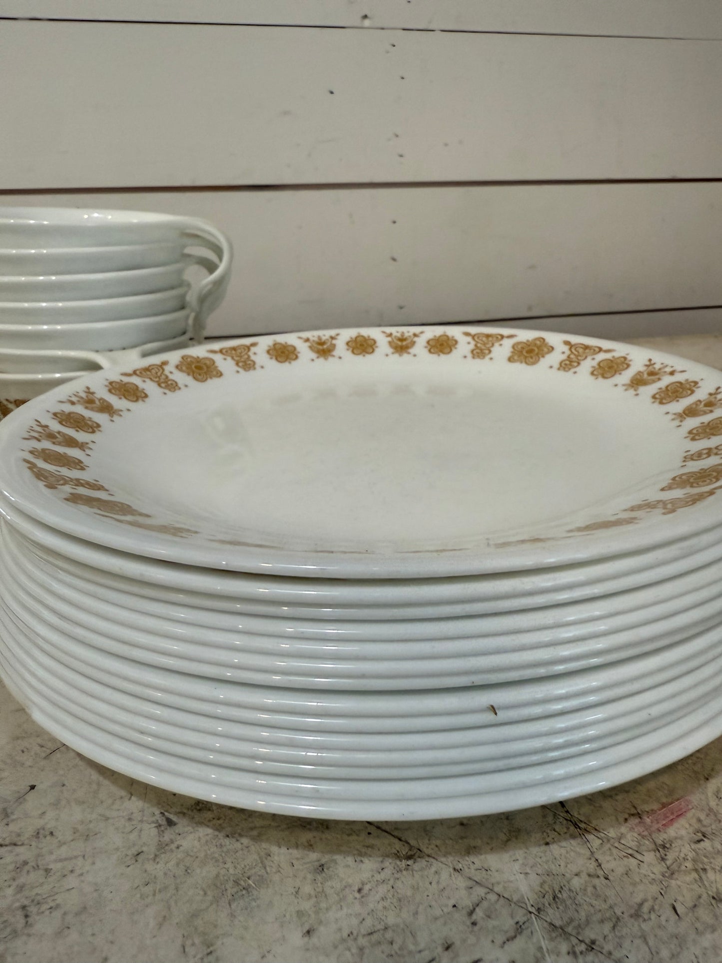 Corelle "Butterfly Gold" teacup and saucer and plates sold individually