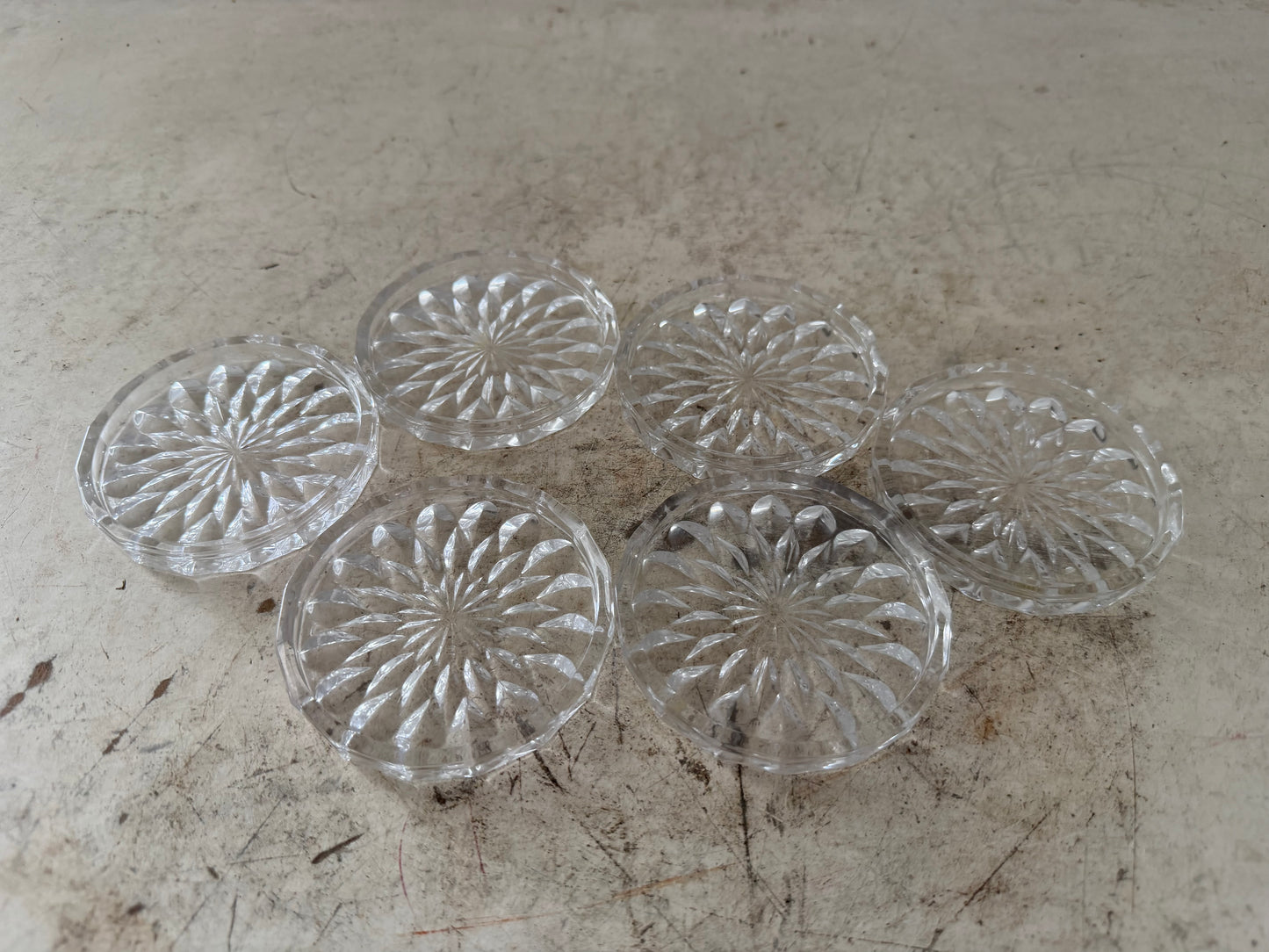 Vintage starburst glass coasters set