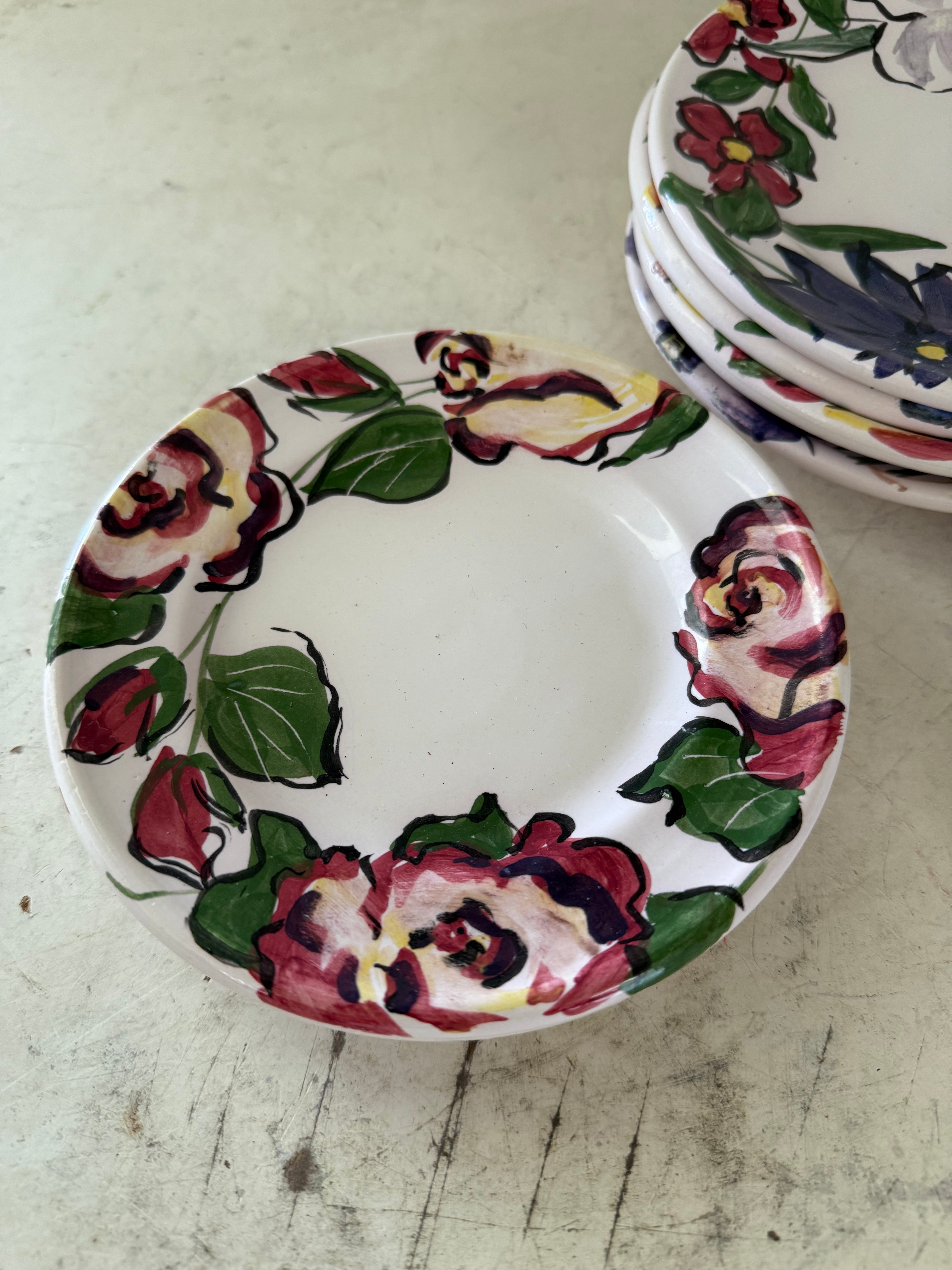 Hand Painted Studio Pottery Dessert Plates Sold individually - Signed by artist