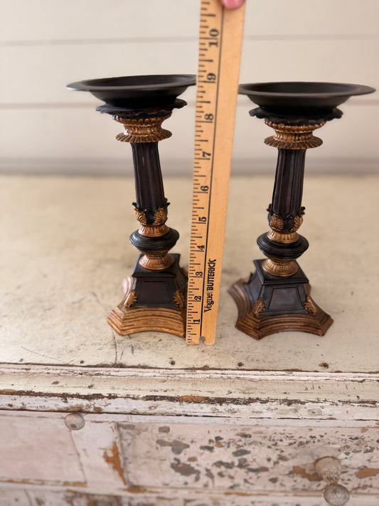Black and Gold Column Candlestick set of 2 will get makeover
