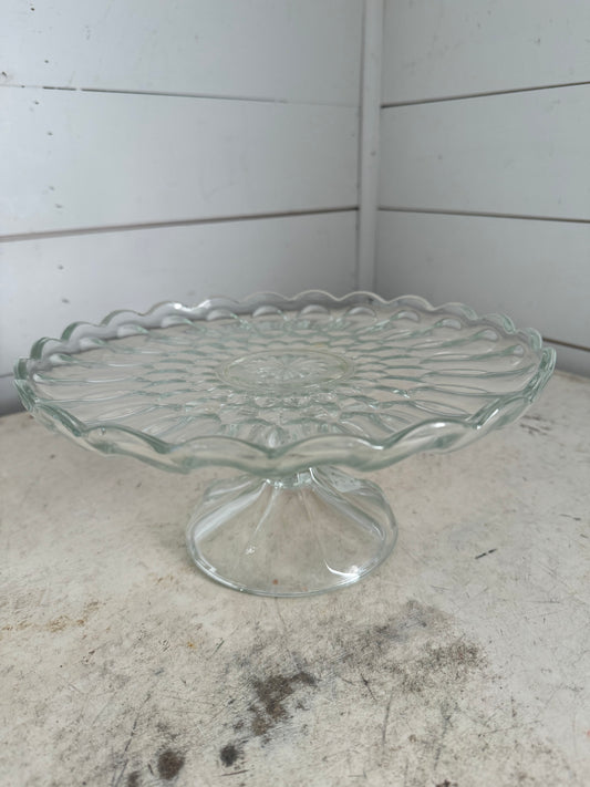 Vintage Pressed Glass Cake Plate