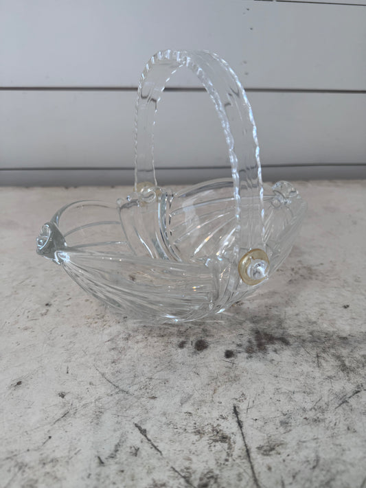 Vintage Crystal glass candy dish with clear acrylic handle