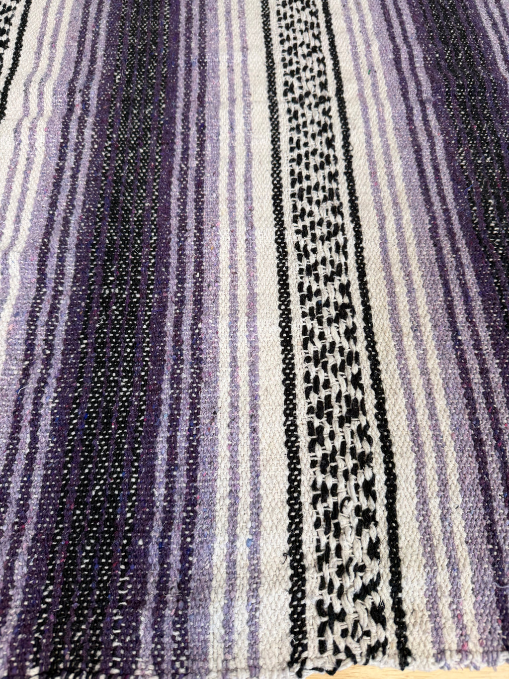 Purple, White and Black Mexican Falsa Blanket