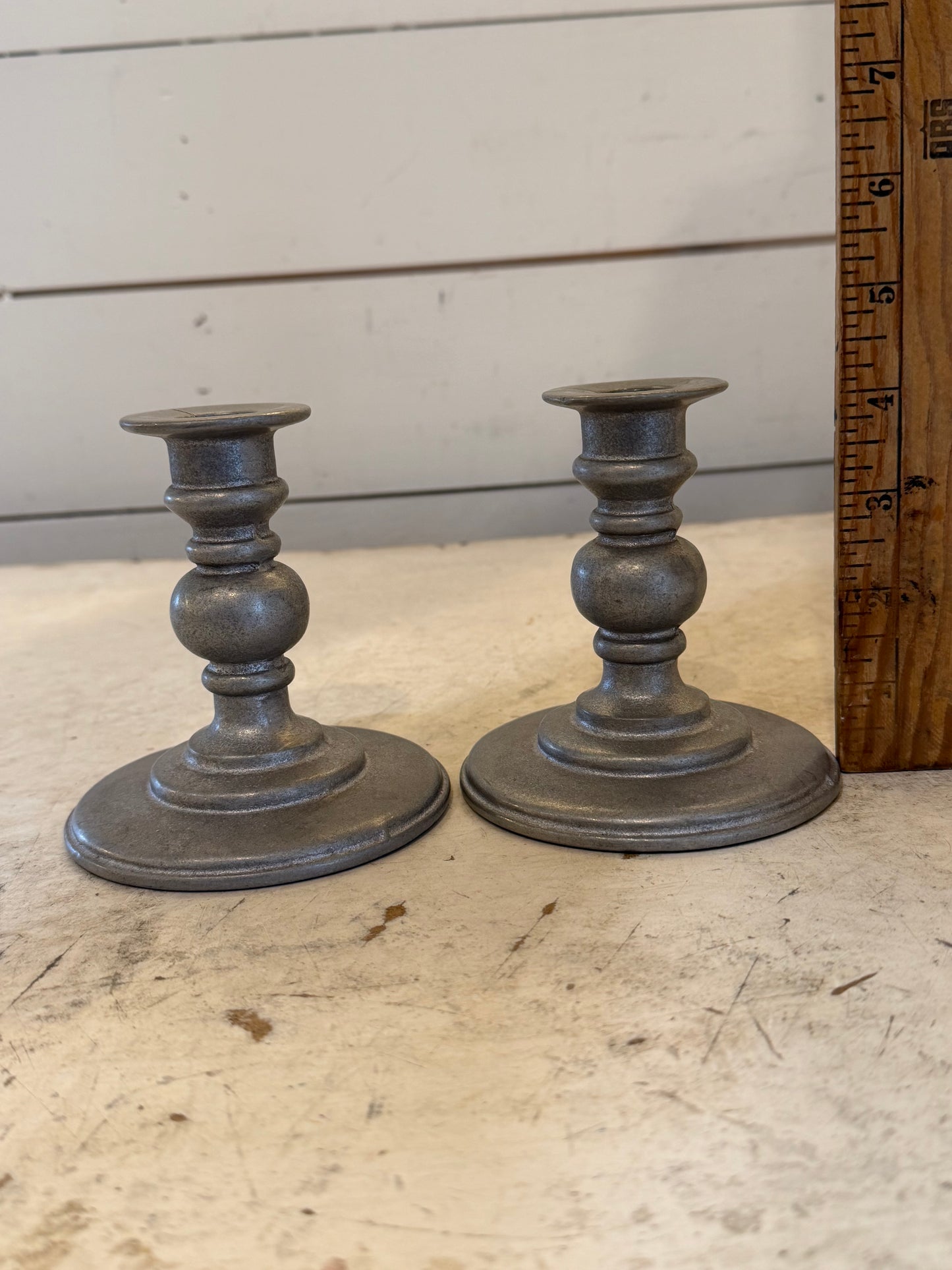 Pair of pewter Candlestick holders
