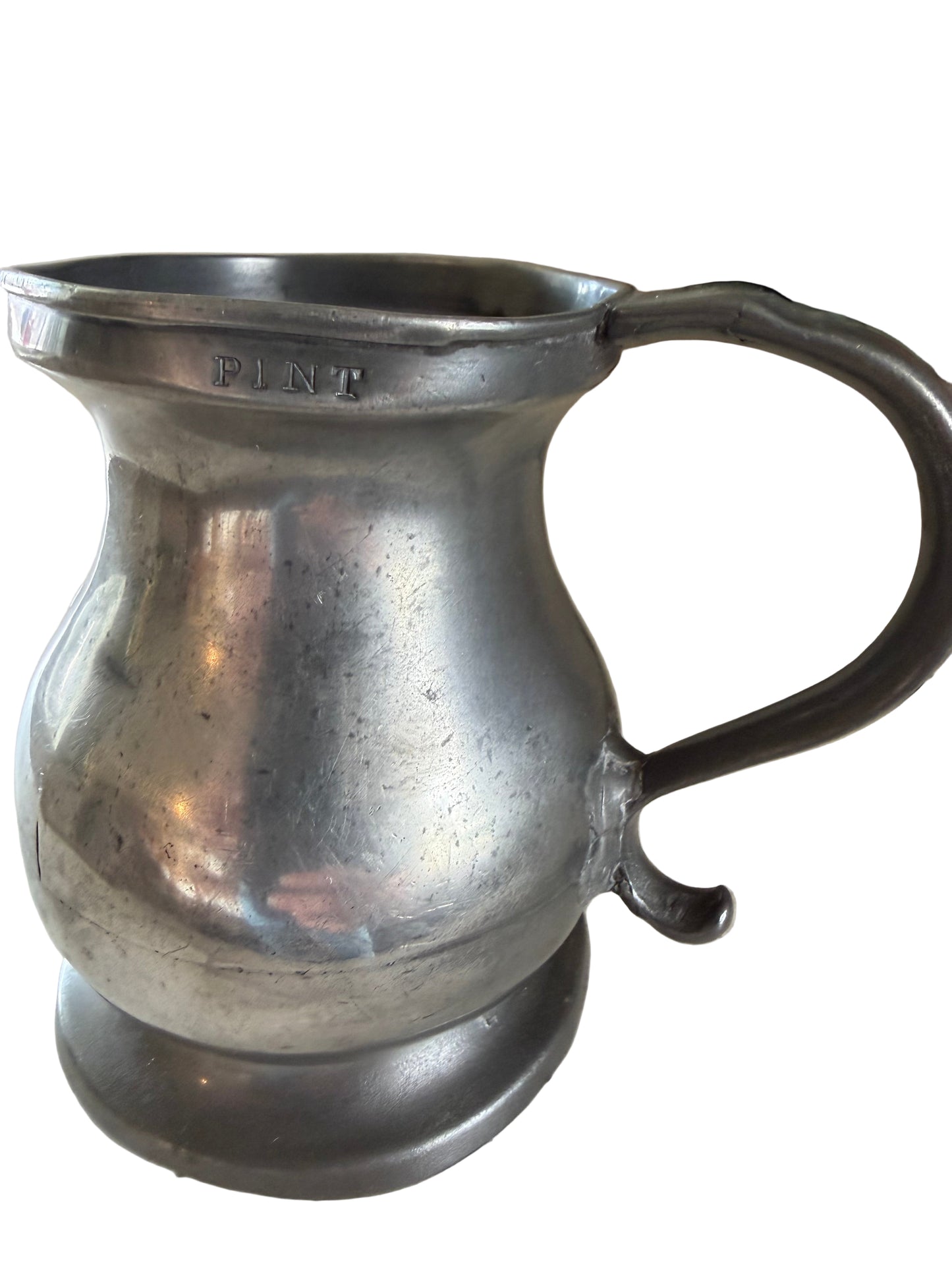 George The Fourth PEWTER ONE PINT MUG TANKARD Baluster Body C.1820-1825