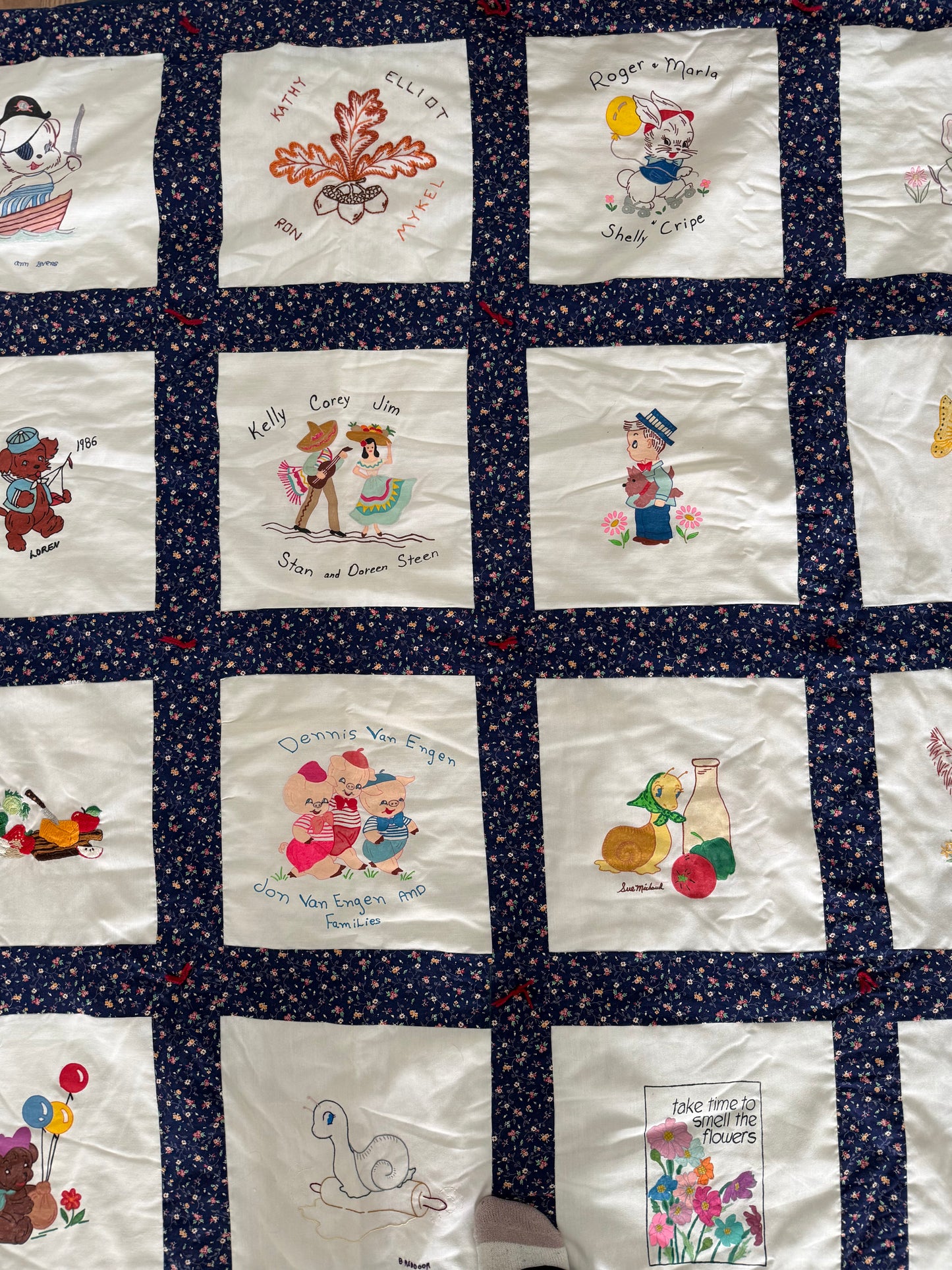 XL King Homemade Family reunion quilt - perfect for camping and picnics