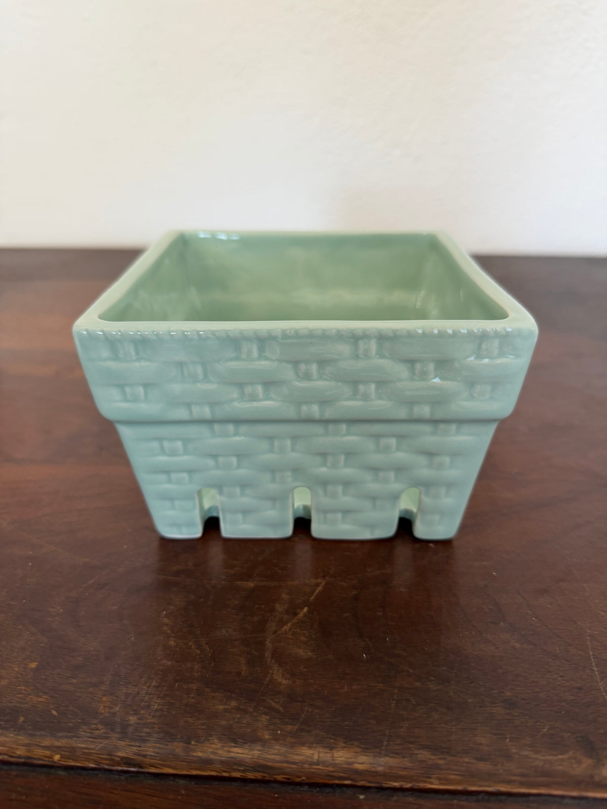 Pier 1 Green Ceramic Berry Box