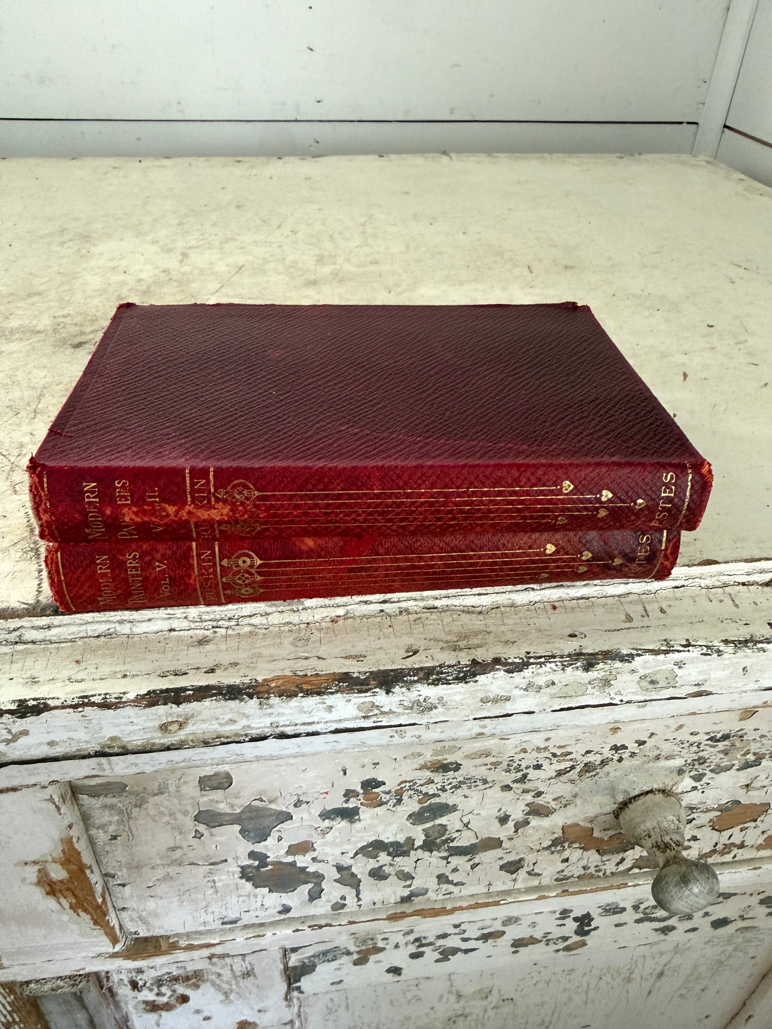 Set of Antique Red Modern Masters Books Estes