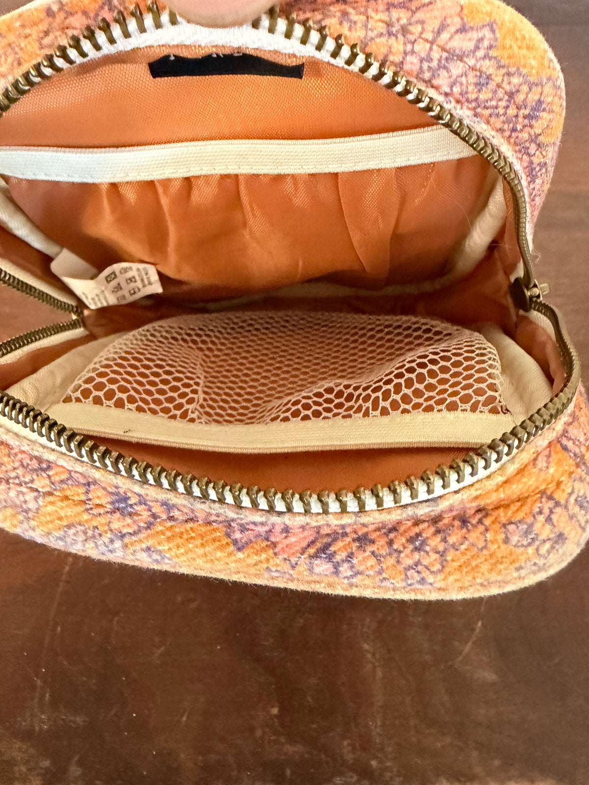 Orange and purple floral-patterned Thread Wallets Crossbody Bag