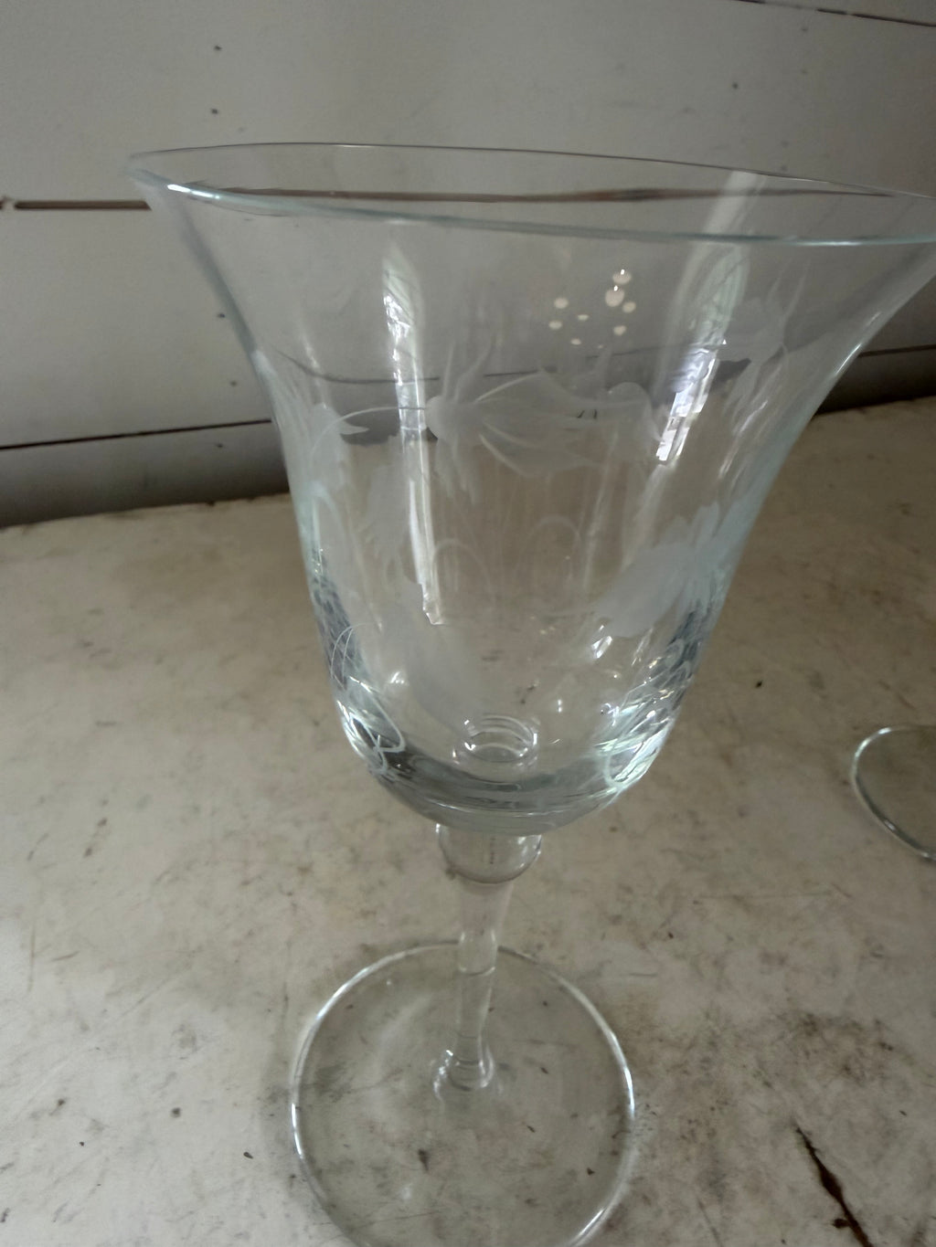 Etched glass stemware goblet - SOLD INDIVIDUALLY