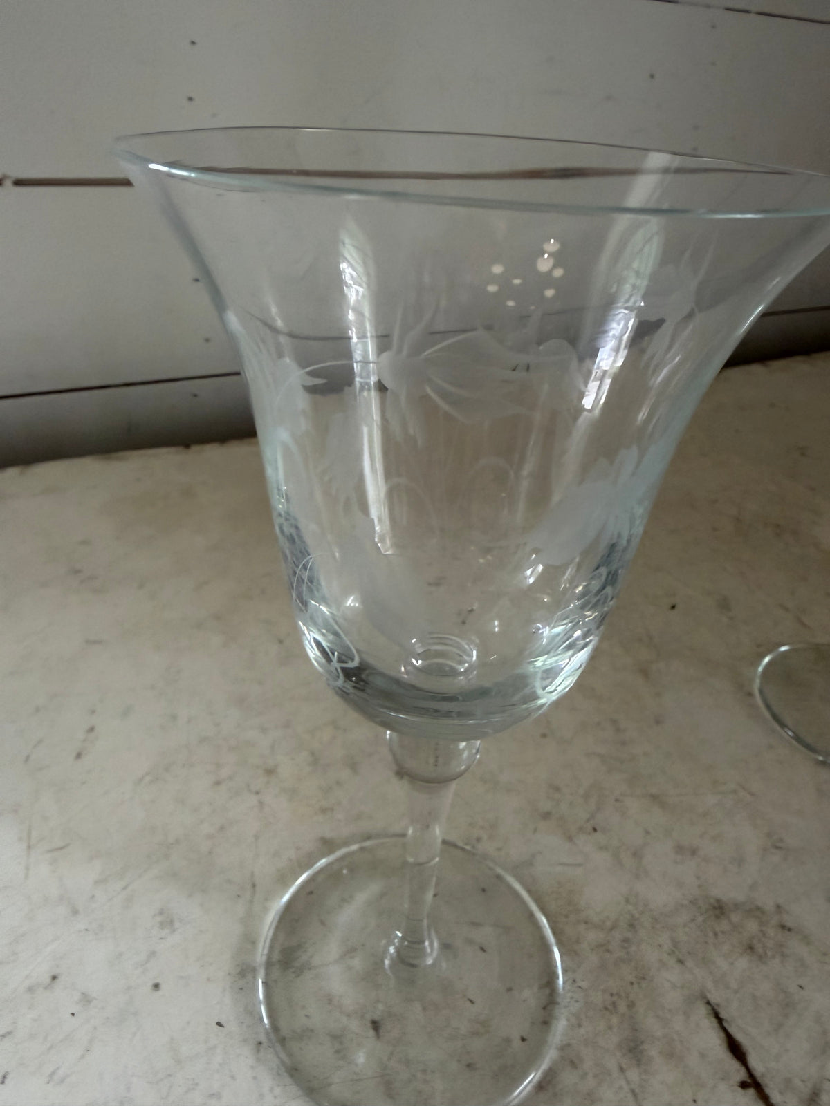 Etched glass stemware goblet - SOLD INDIVIDUALLY