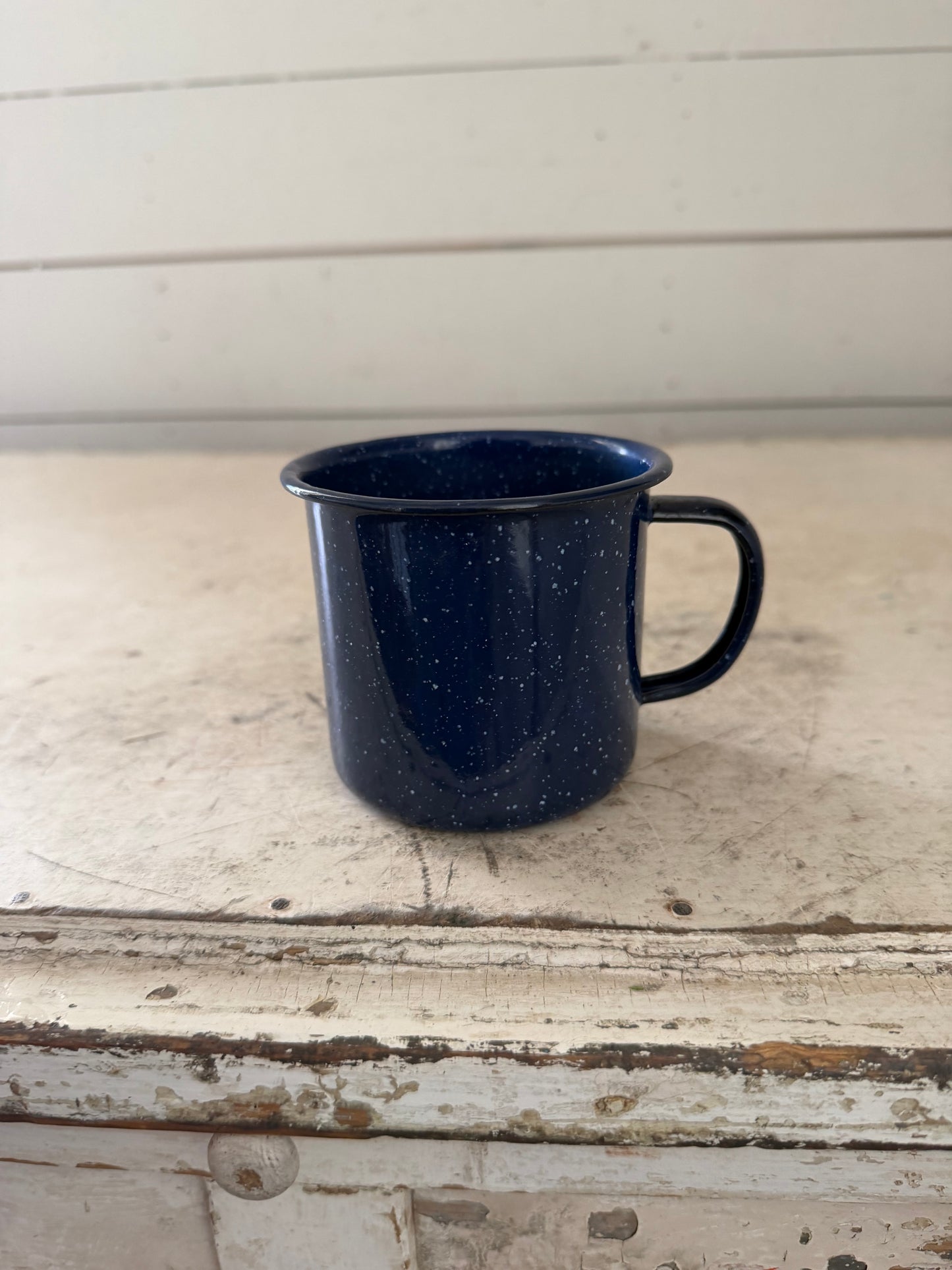 Metal enamel Blue speckled Mug