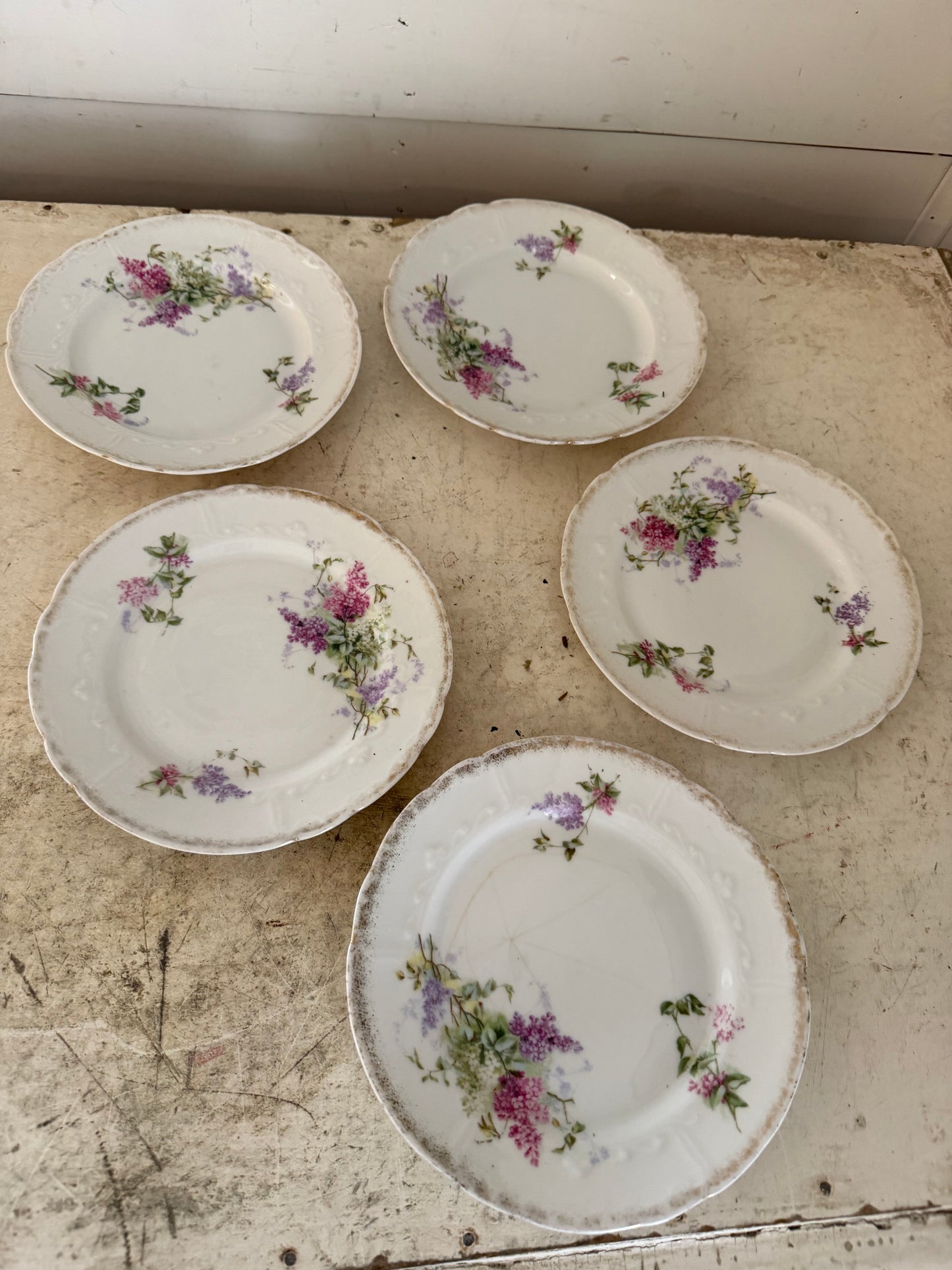 K P M Collectible Vintage Round Plate Germany Flowers - sold individually