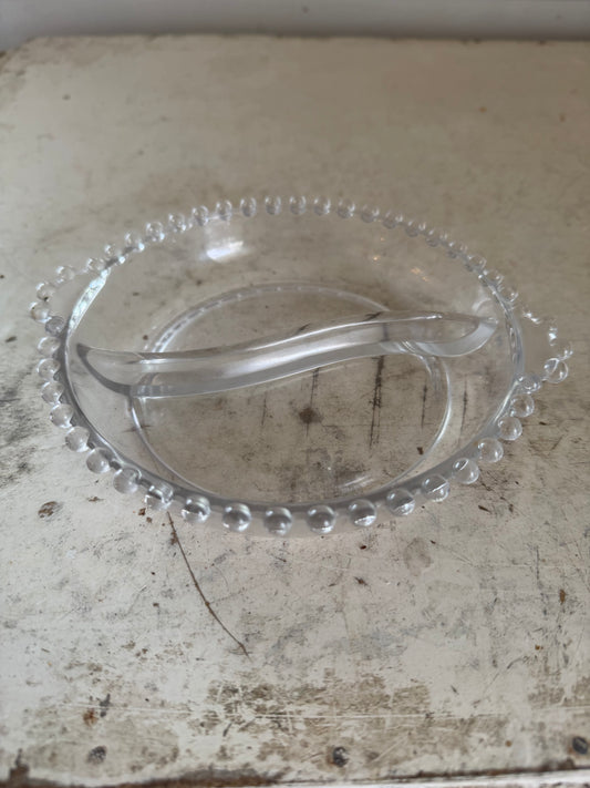 Vintage Imperial Glass Candlewick Divided Dish with Handles
