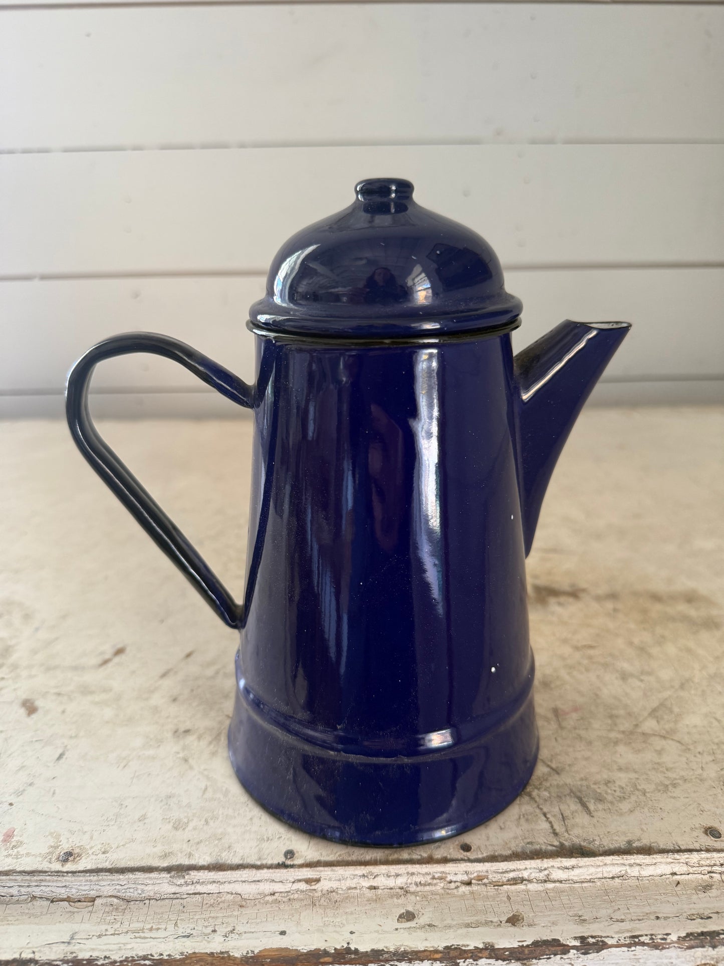 Antique Eastern European Cobalt Enamel Cofee Pot