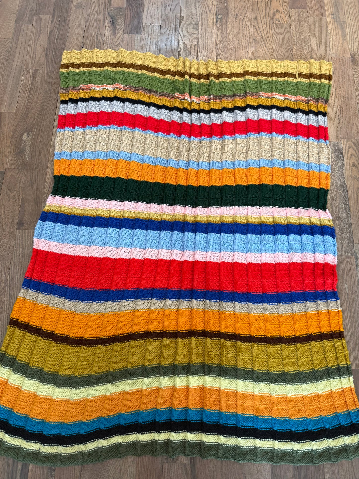 handmade, striped lap afghan blanket