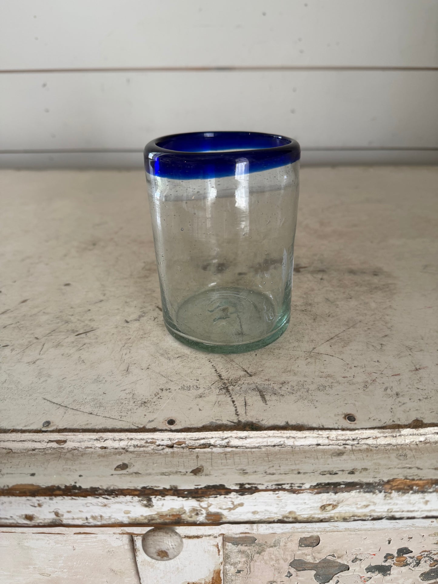Hand blown cobalt blue lip Cup