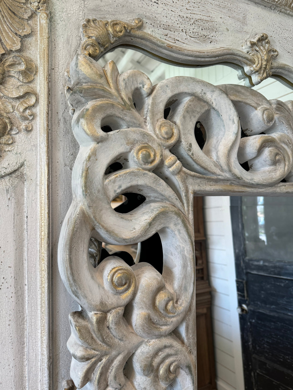 French Country Hand Painted Beveled Mirror