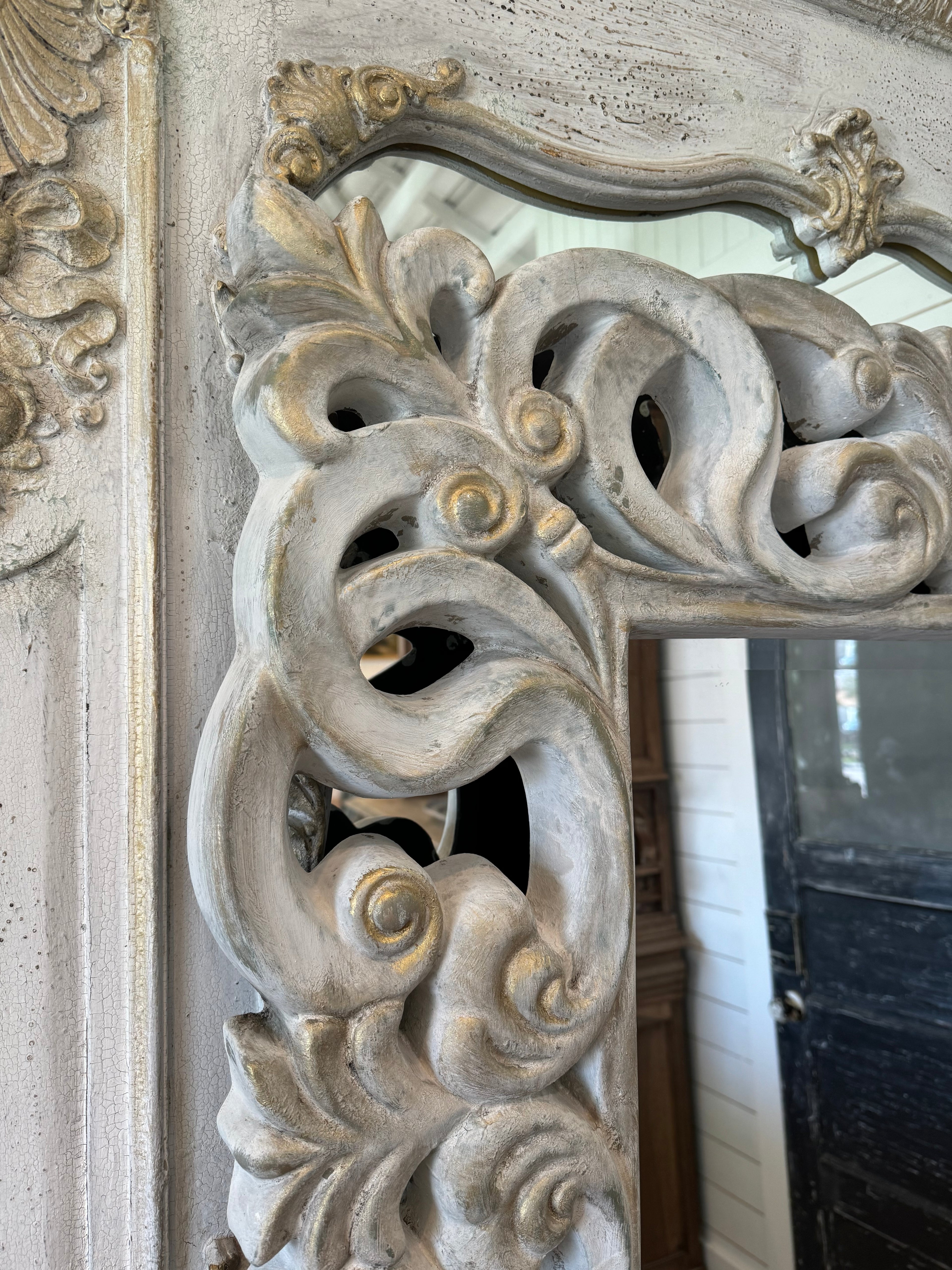 French Country Hand Painted Beveled Mirror