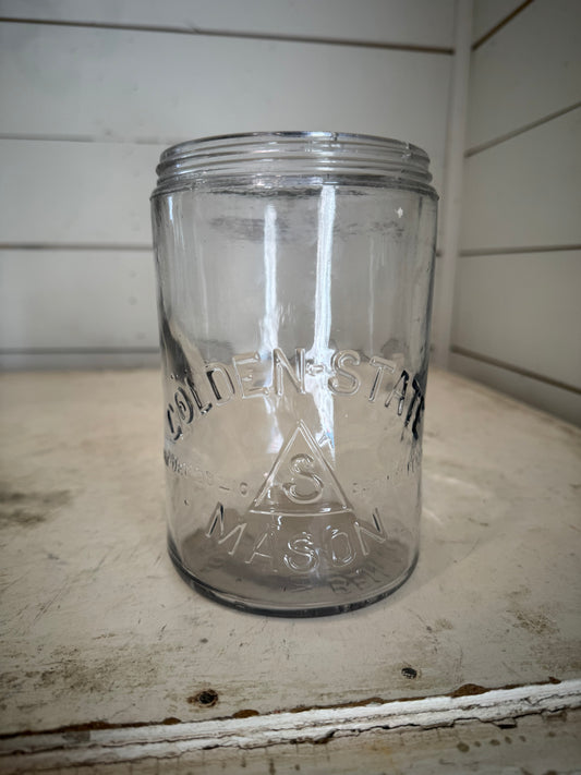 Rare Vintage Golden State S In Triangle Mason Jar Pat’d Dec 20th 1910 Ben Schloss