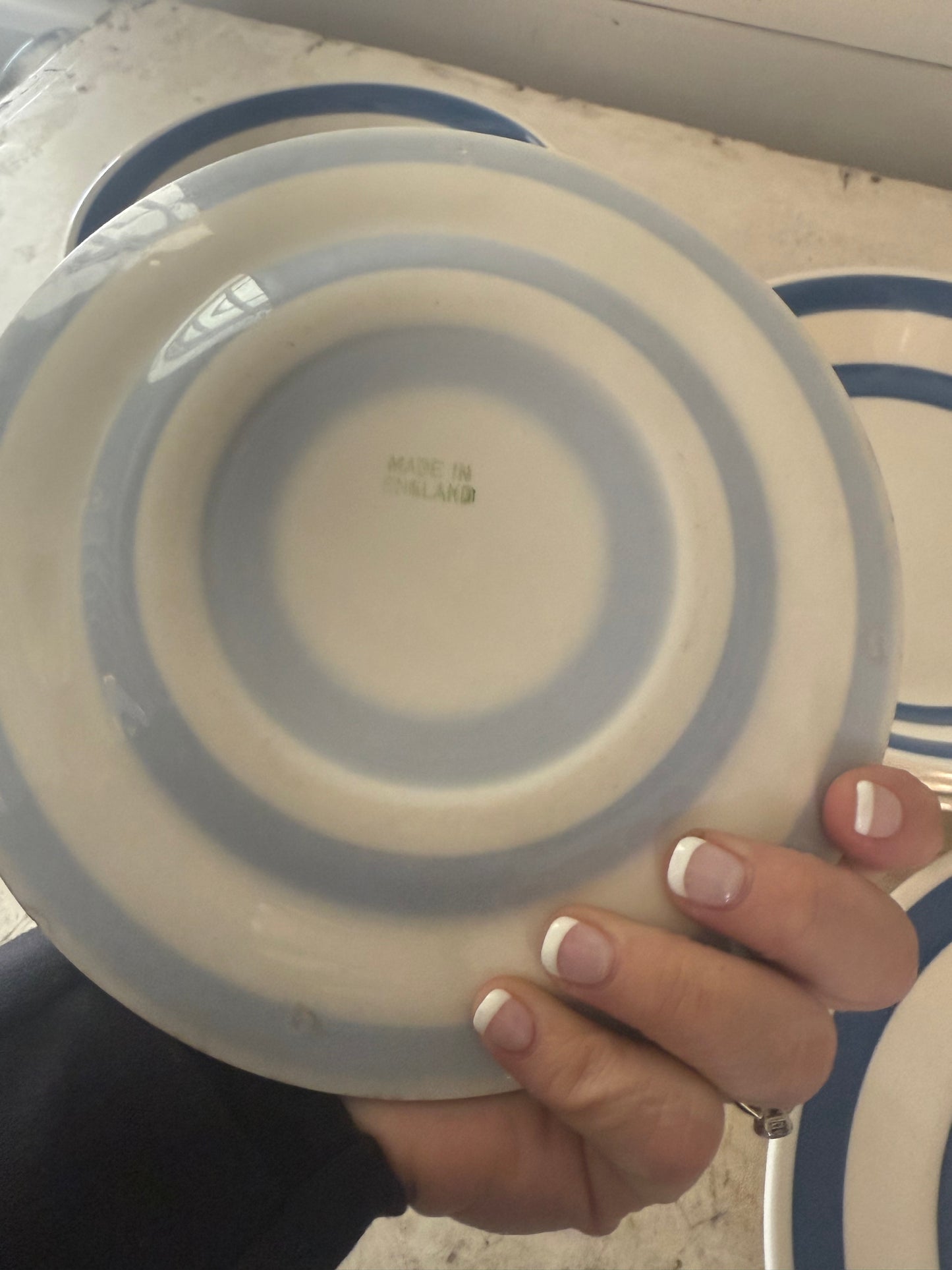 Cornishware Style Plate stamped made in England