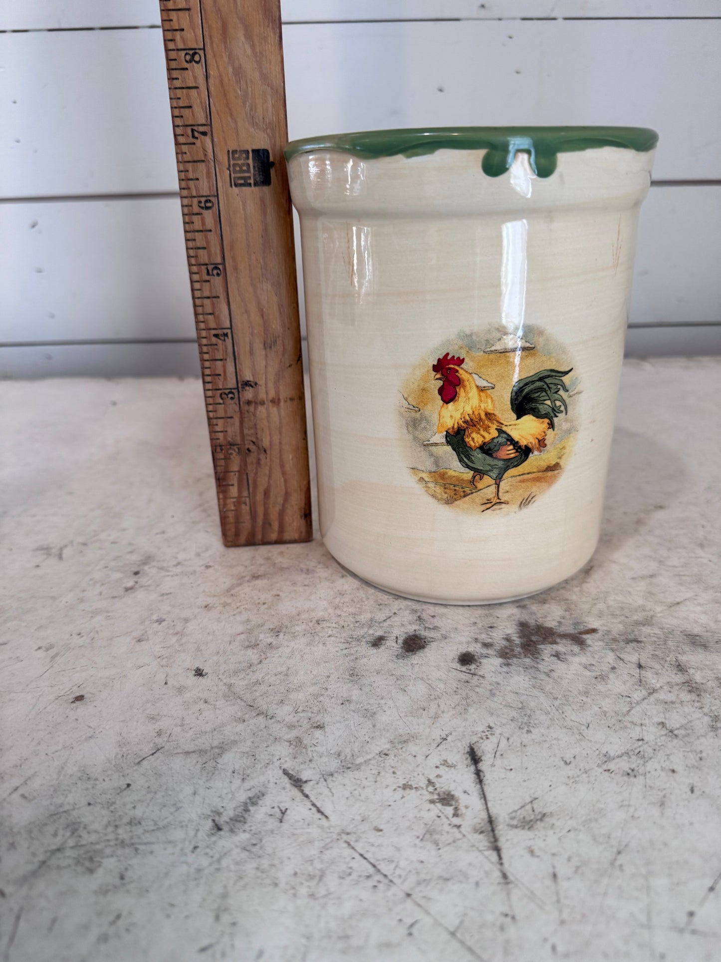 Gibson Rooster utensil holder hand painted