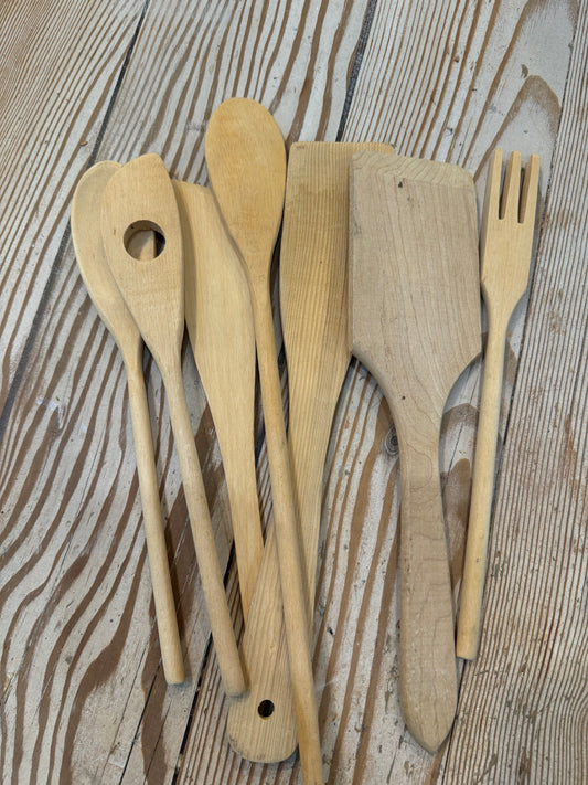 Vintage Wooden Utensils Set