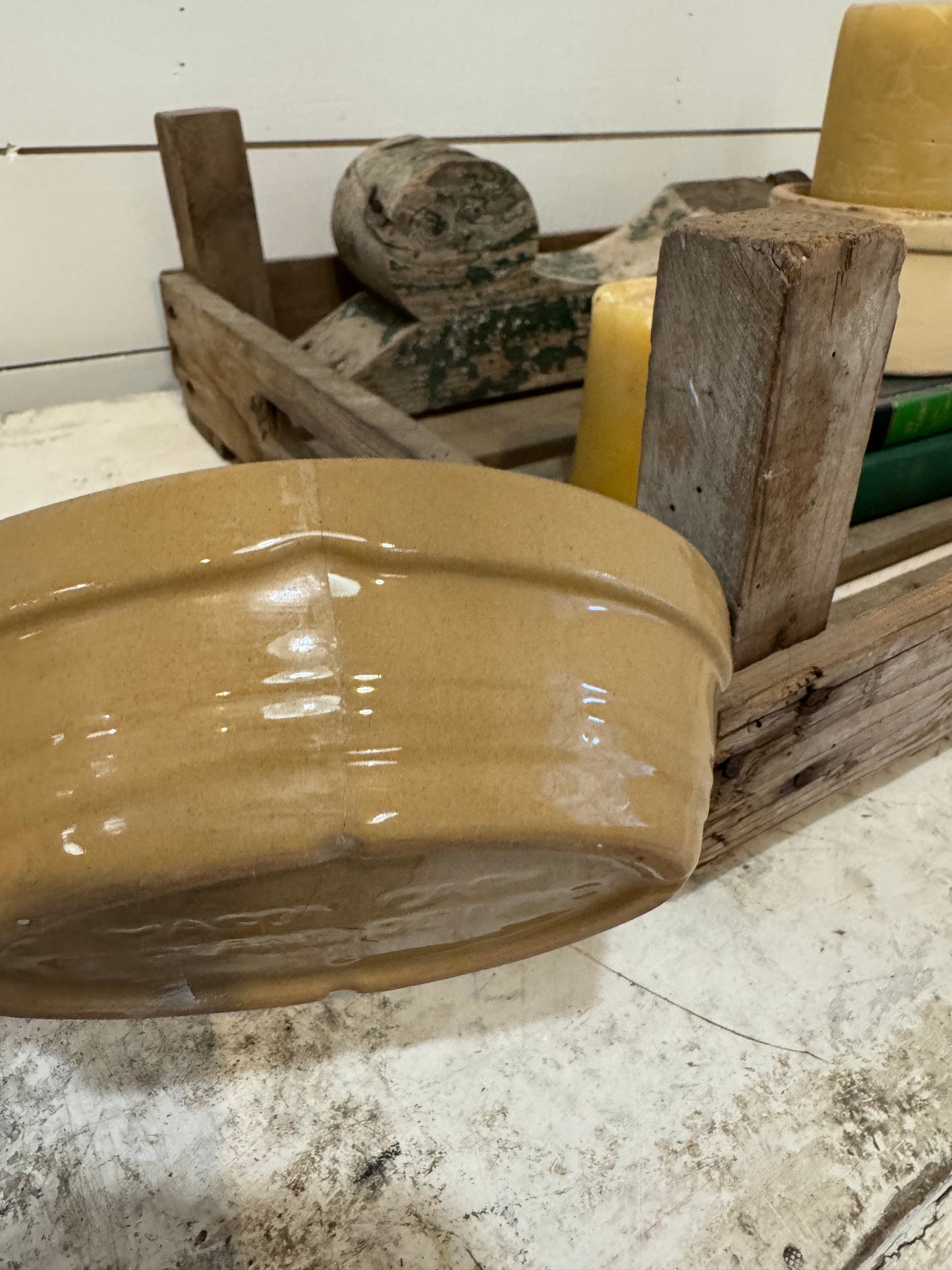 Mason cash stoneware oval bowl - has crack