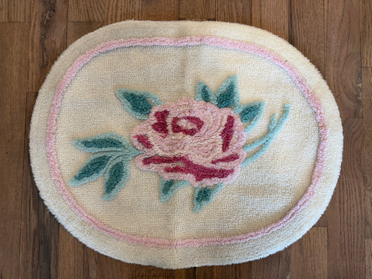 Vintage Hand Hooked Rose Rug