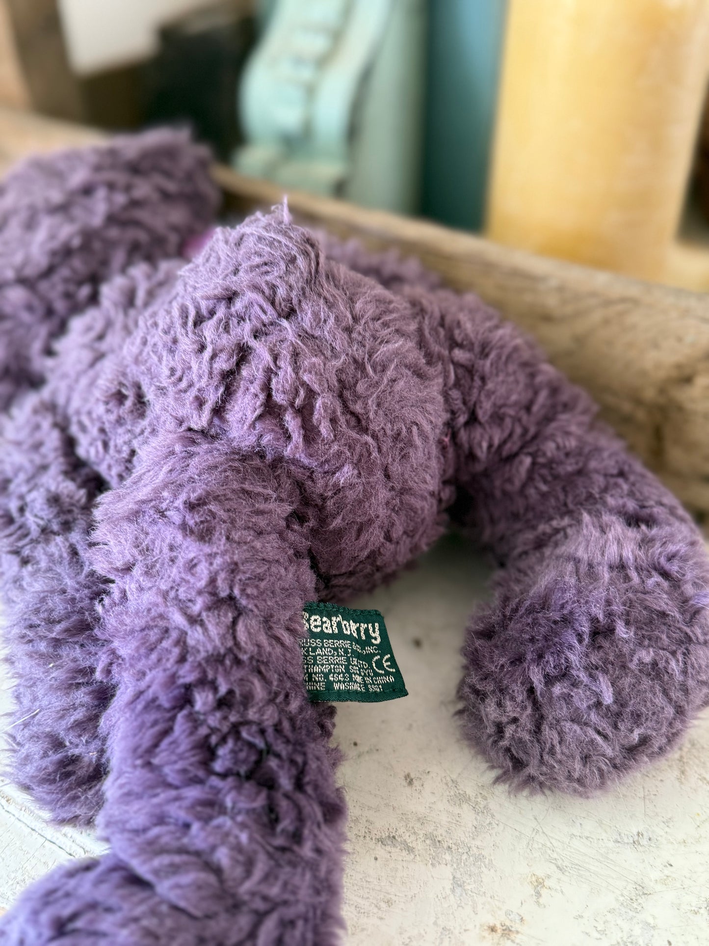 Vintage Russ Bearberry Grape Purple Stuffed Floppy Legs Bear