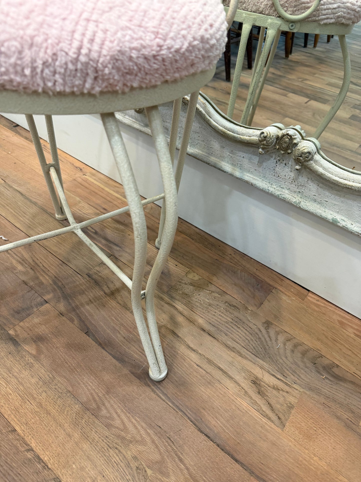 Vintage Vanity Chair with new chenielle upholstery