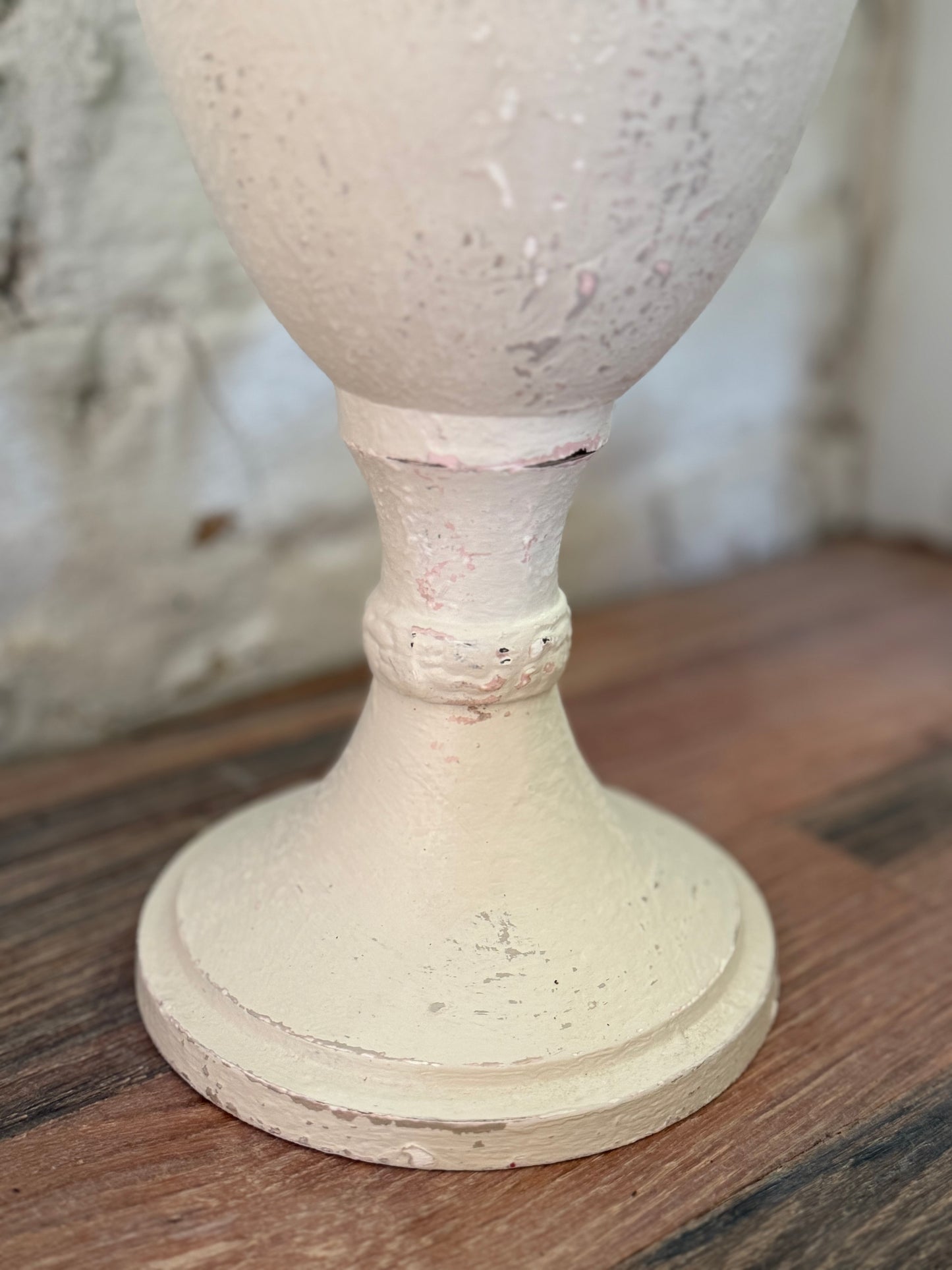 Cream Hand Painted Metal Vase - Greenery not included