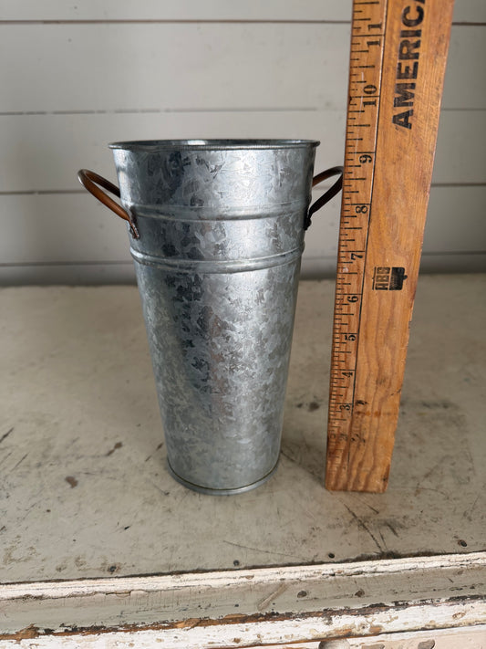 9-1/2” Galvanized Flower Bucket with Copper Handles - Will Get Makeover