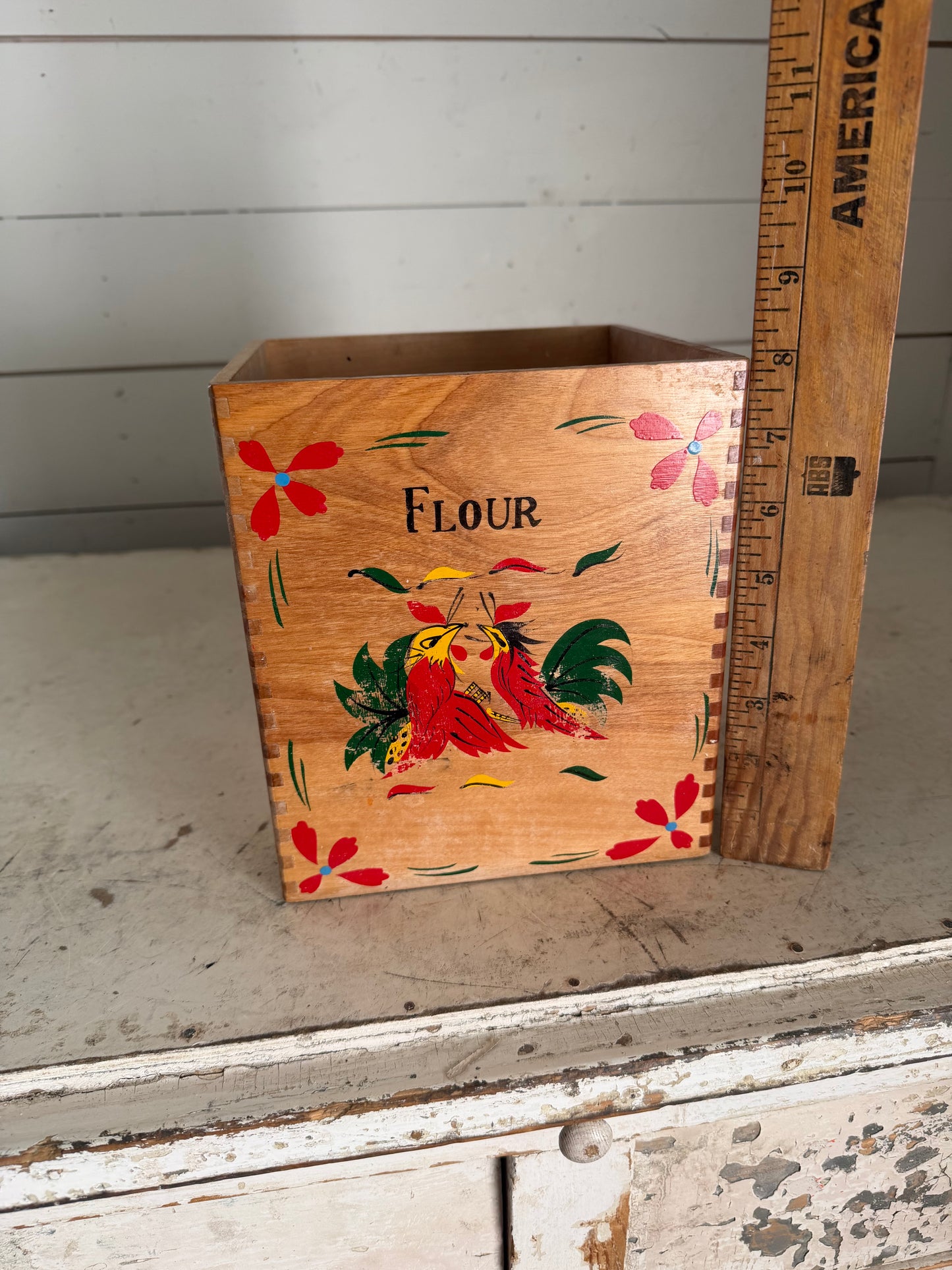 Medium size wooden canister missing the lid