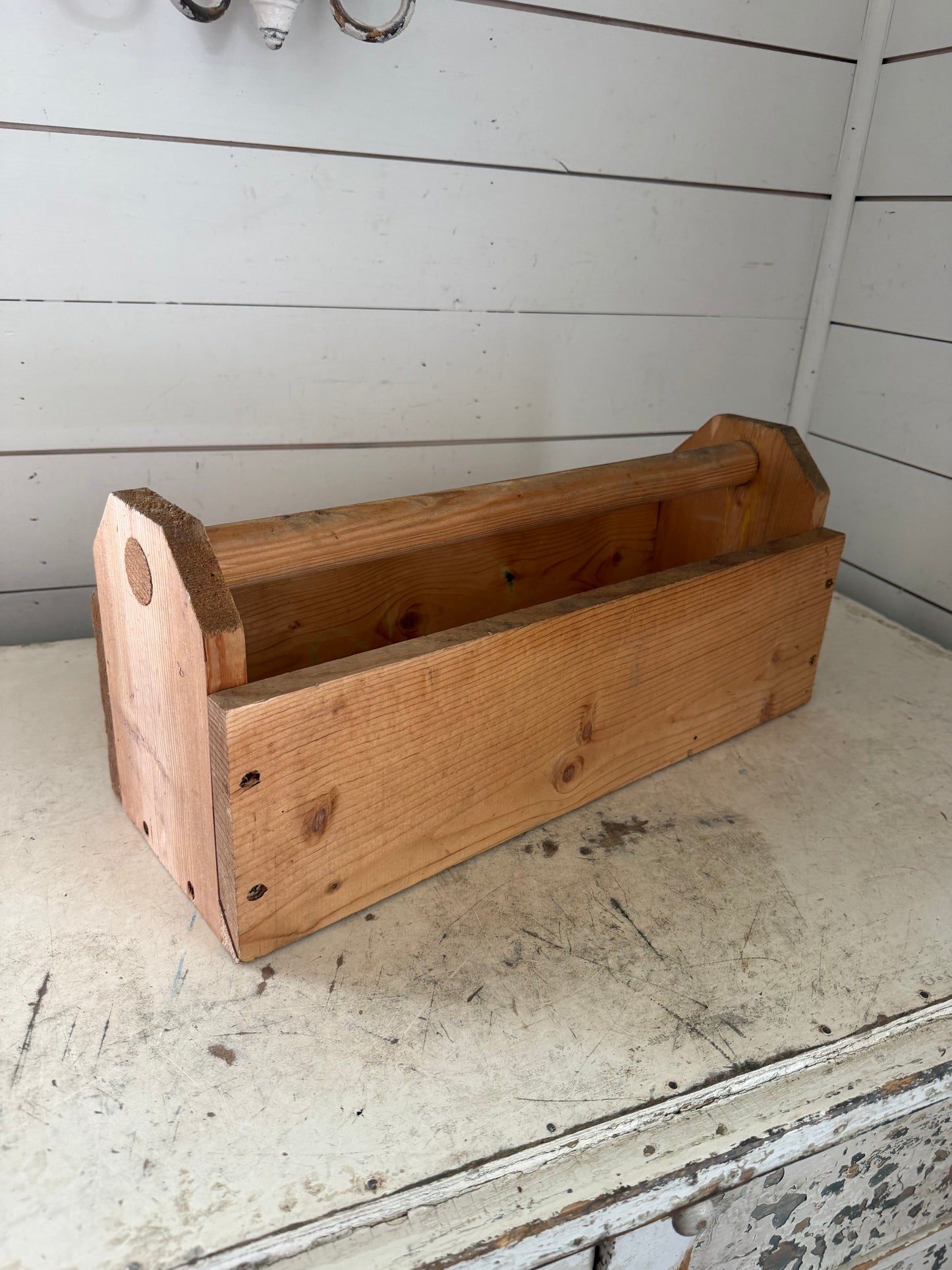 vintage handmade solid pine wood tool box caddy will get makeover